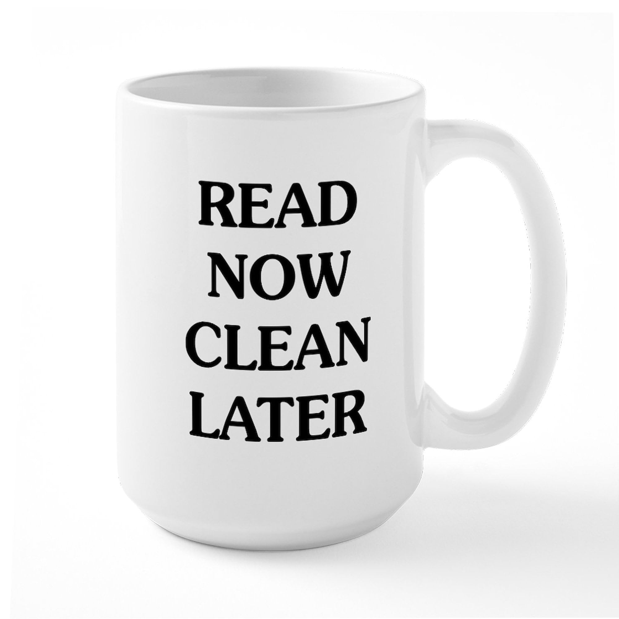 Read Clean 15 oz (444 ml) Ceramic Coffee Mug - Perfect for Book Lovers, Office & Home Use - Durable & Dishwasher Safe