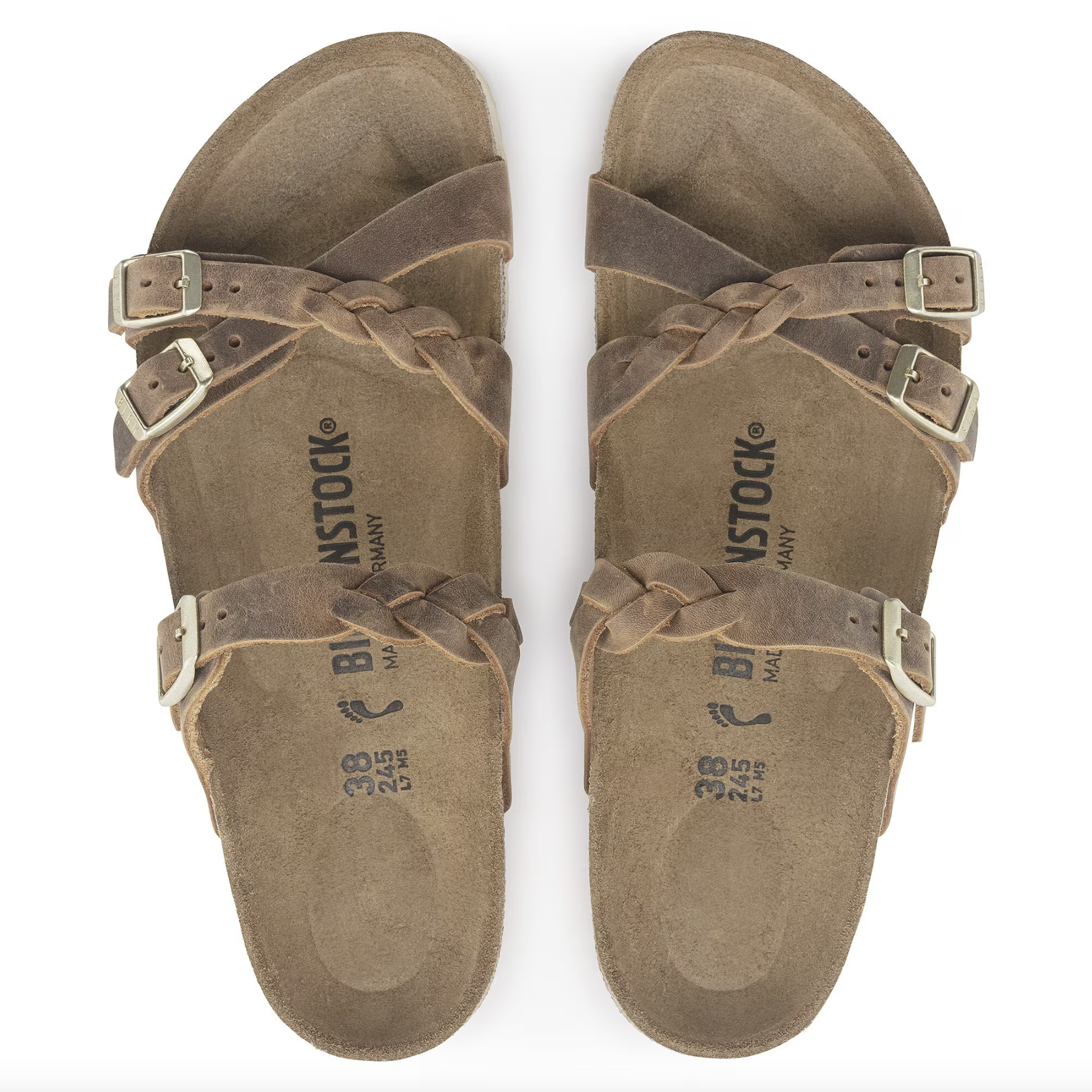 Birkenstock Women's Franca Braided Oiled Leather Sandals - Comfortable Adjustable Straps for Walking, Travel & Summer Outfits
