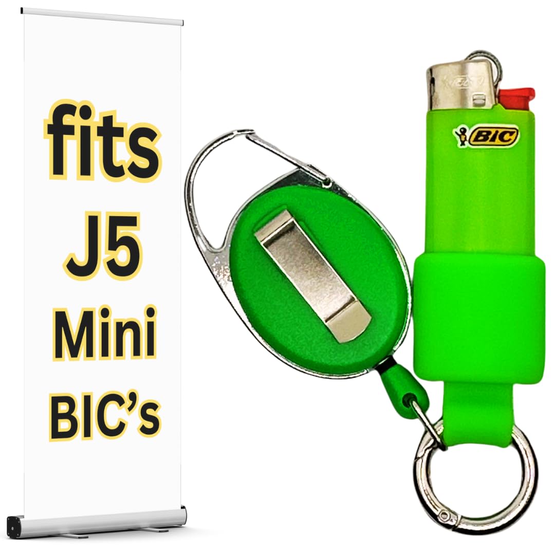 Retractable BIC Lighter Holder - 10 Colors Keychain for J5 Lighters | Camping & Outdoor Use