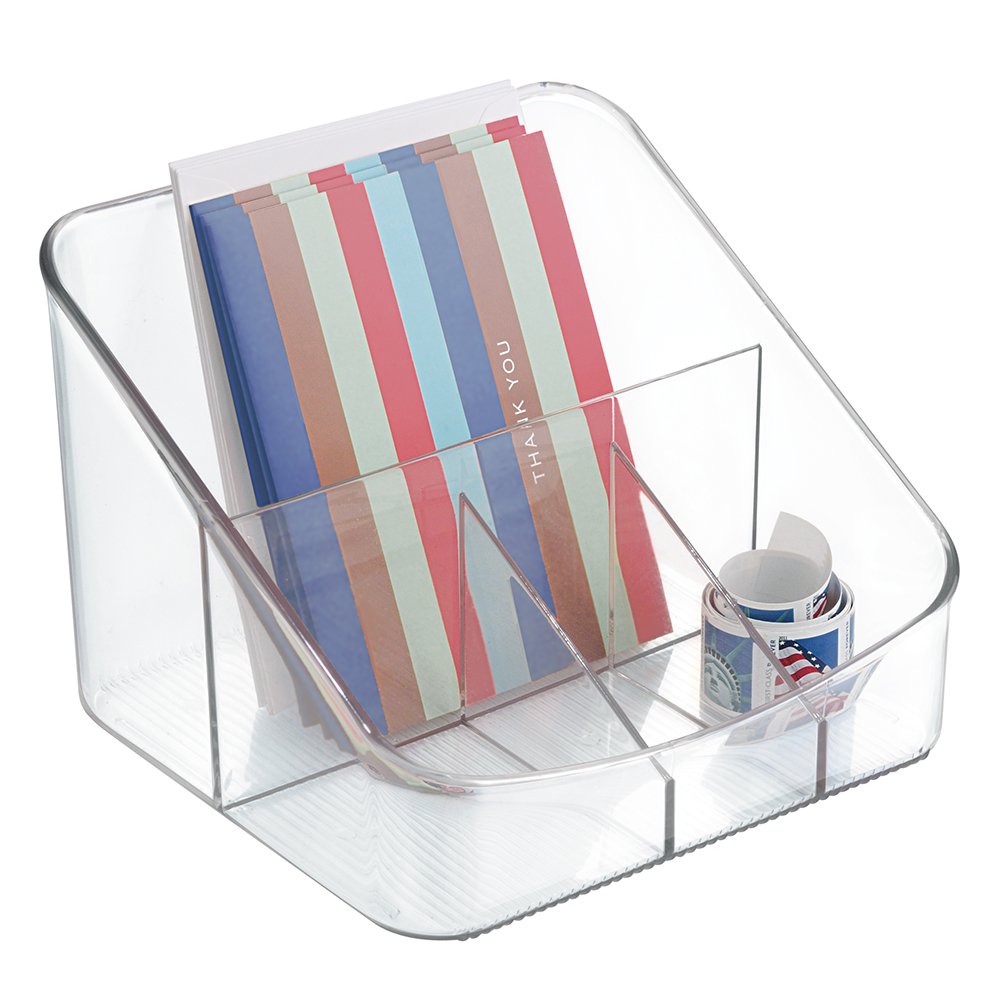 InterDesign Linus Coffee Holder & Station Plus - Clear Countertop Organizer for Coffee Pods, Tea Bags, and Utensils | Perfect for Kitchen, Office, or Dorm Room Organization