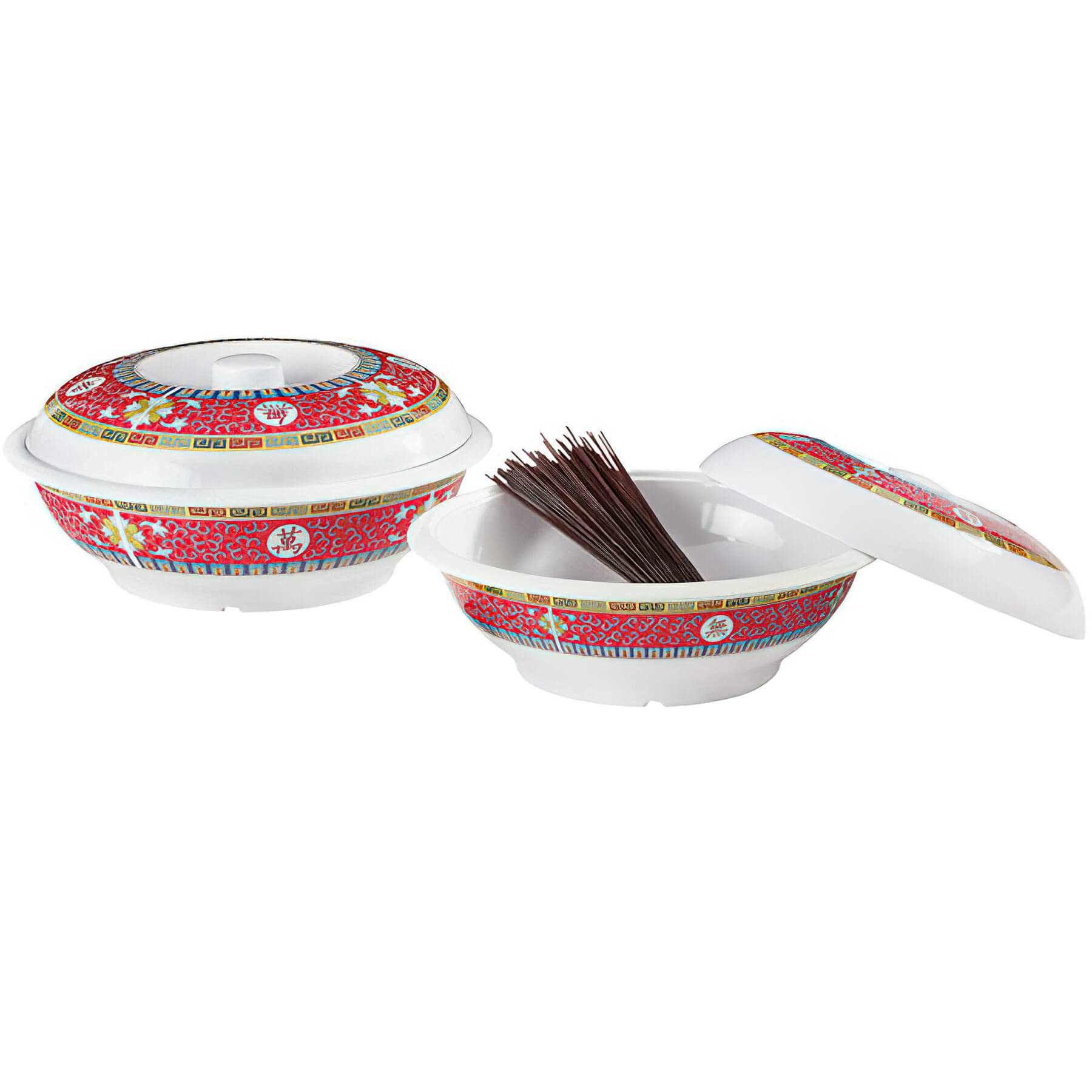 G.E.T. KT-070-L 12-Pack White 94oz Melamine Bowls with Lids - Durable Longevity Collection (11 Inch) - Perfect for Restaurants, Picnics, and Outdoor Dining
