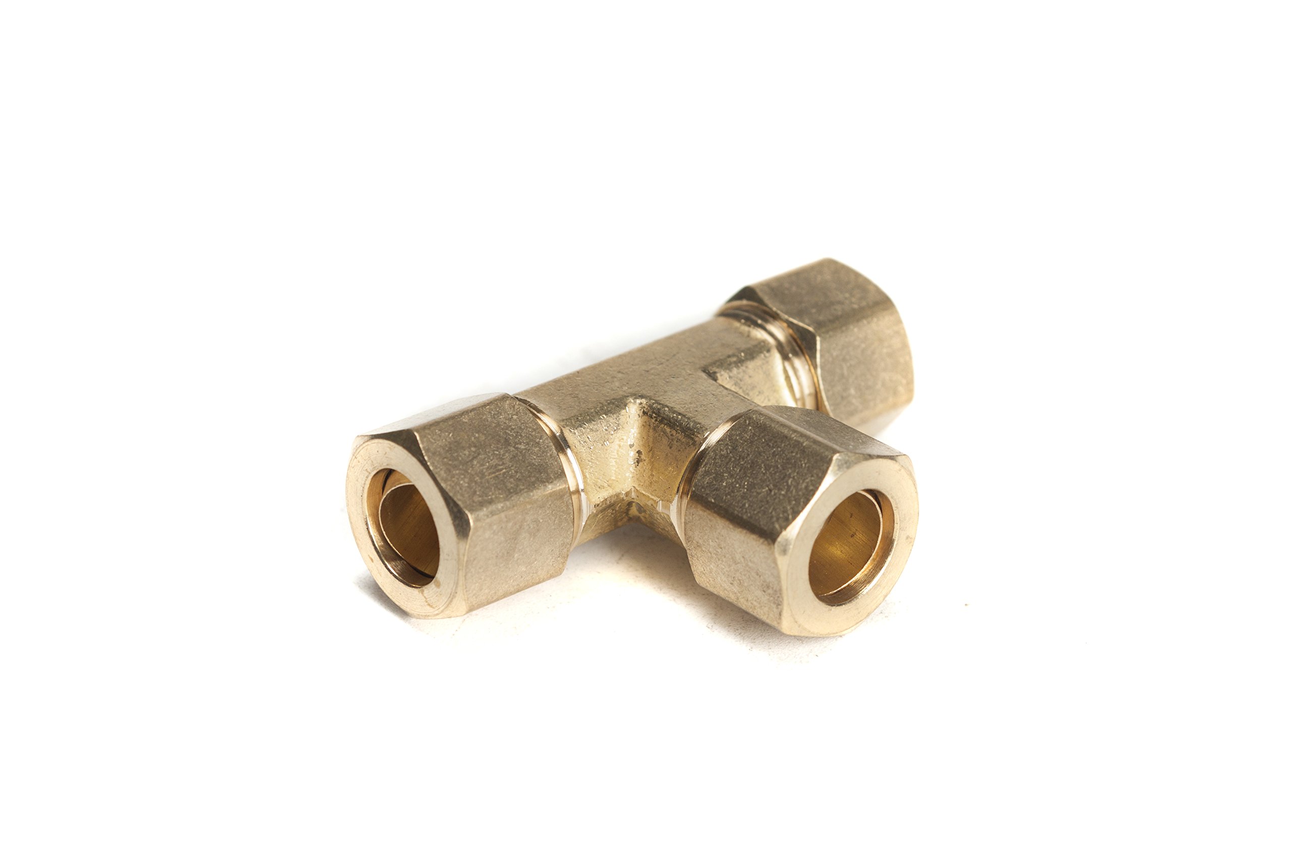 LTWFITTING 3/8-Inch OD Brass Compression Tee Fitting (Pack of 100) - Perfect for Plumbing, HVAC, and Water Supply Systems