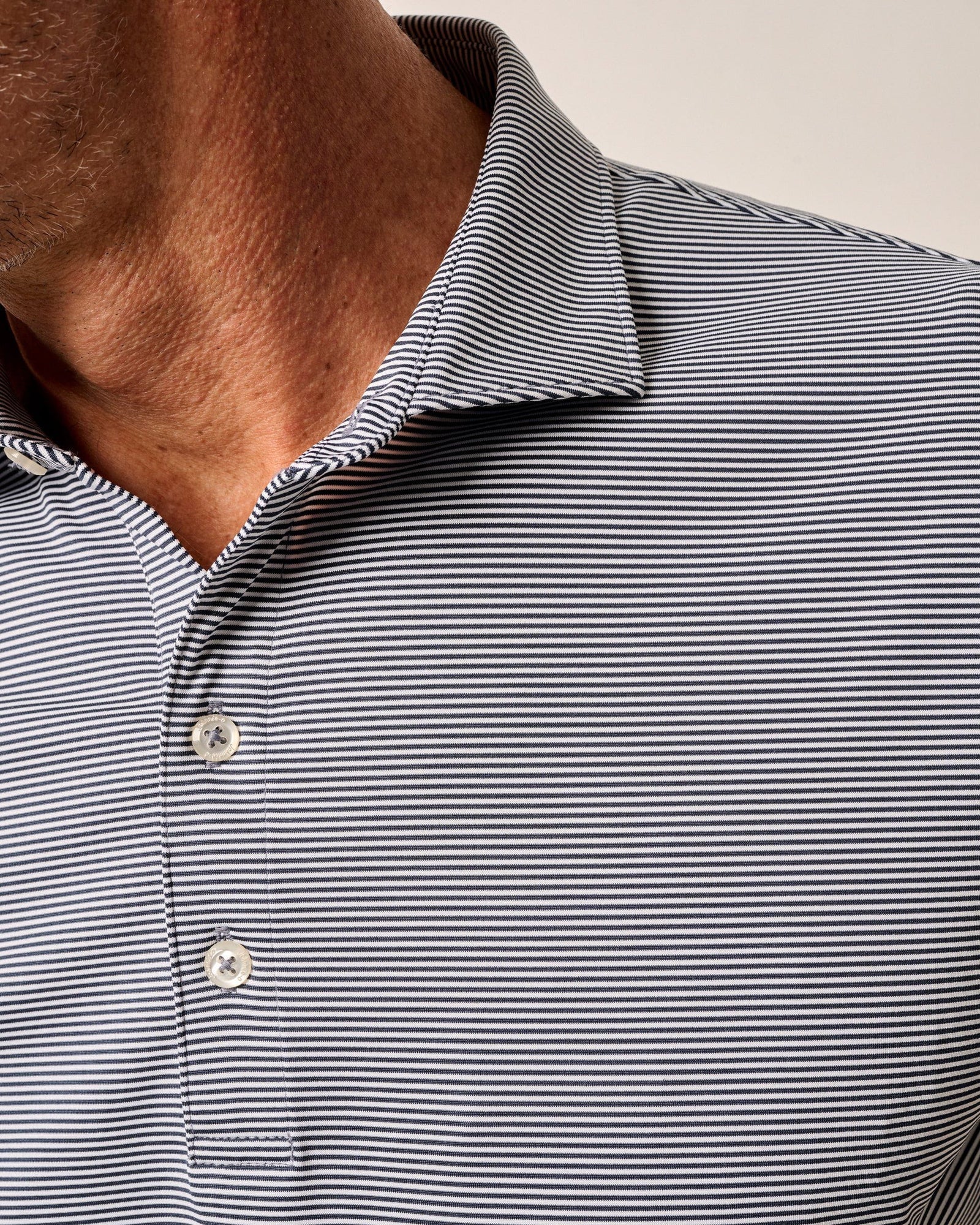 Johnnie O Lyndon Performance Pinstripe Polo Shirt for Men - Navy Blue Golf & Casual Wear - Perfect for Business, Golf Outings & Weekend Style