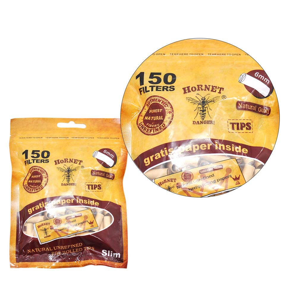 Natural 6mm Hornet Pre-Rolled Tips for Rolling Papers - 150Pcs per Roll | Perfect for DIY Cigarettes & Herbal Blends