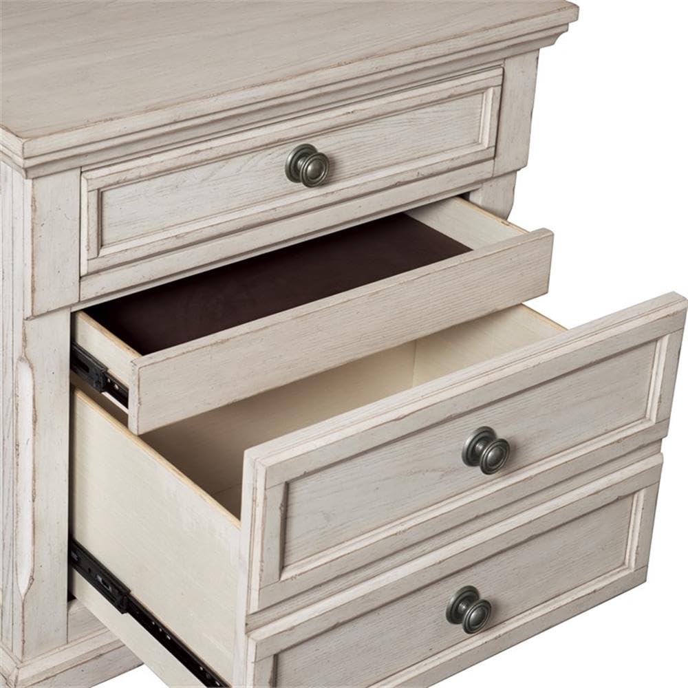 Homelegance 2-Drawer Nightstand with Solid Wood Construction - Antique White Finish for Bedroom Furniture - Perfect for Bedside Storage & Home Decor