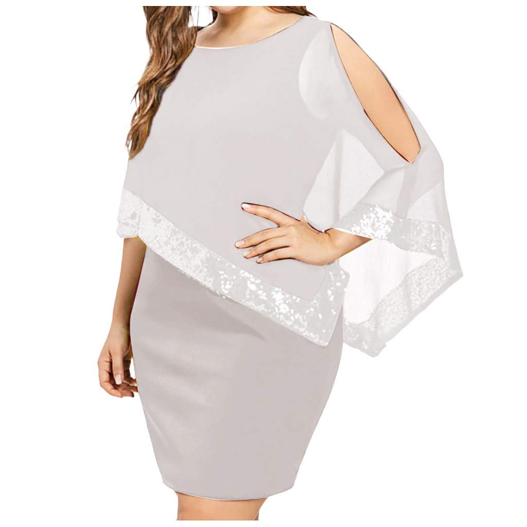 Sparkling Plus Size Sequin Chiffon Dress with Asymmetric Overlay & Cold Shoulder Strapless Design - Elegant Evening Gown for Parties, Prom, Weddings & Special Occasions