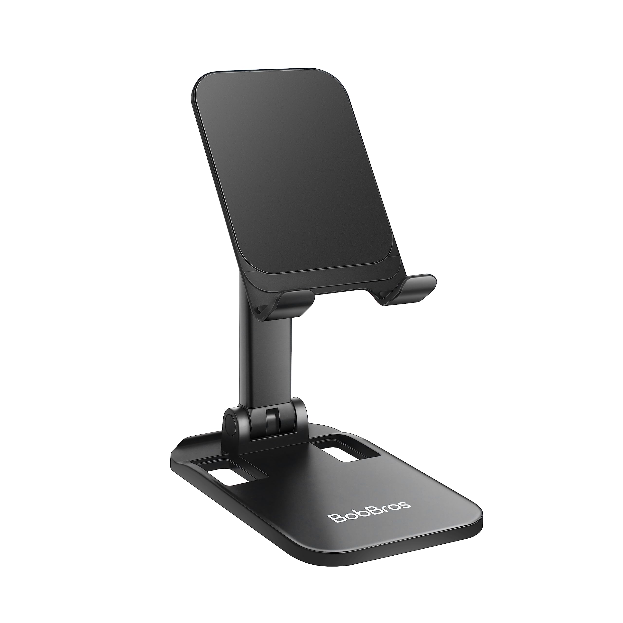 Adjustable Folding Cell Phone Stand for Desk - Height & Angle Adjustable Phone Holder - Universal Compatibility with All Smartphones & Tablets - Perfect for Work, Study & Video Calls - Black