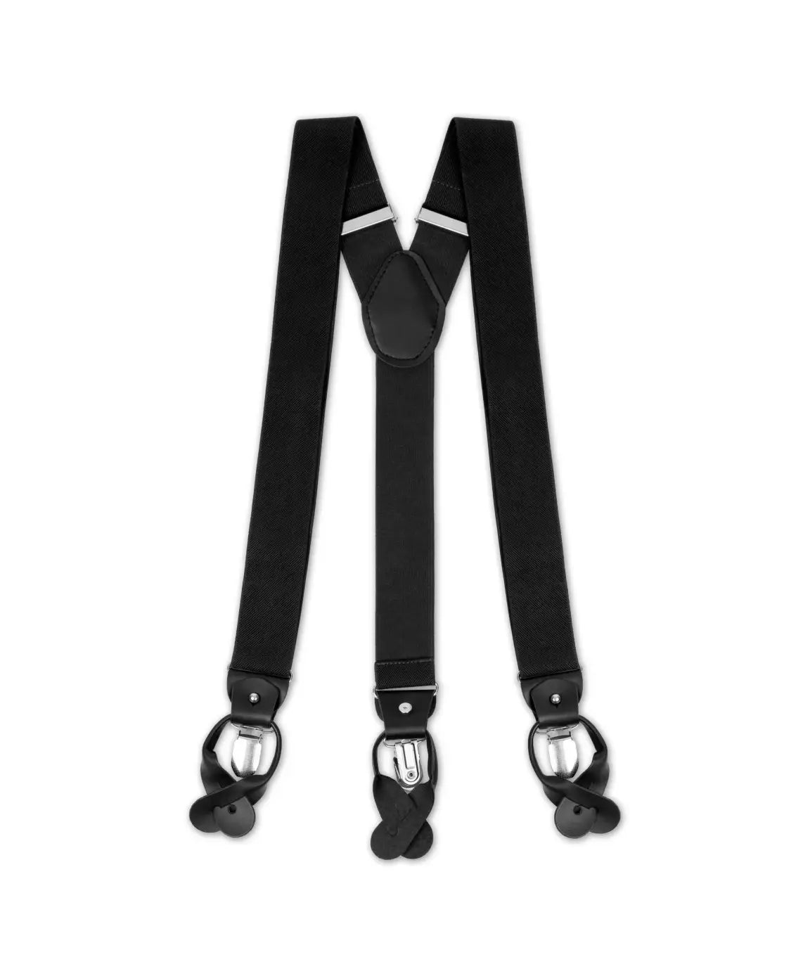 LA Smith Men's Black Y-Shape Suspenders - Stylish & Adjustable for Formal Wear, Business Attire & Vintage Outfits