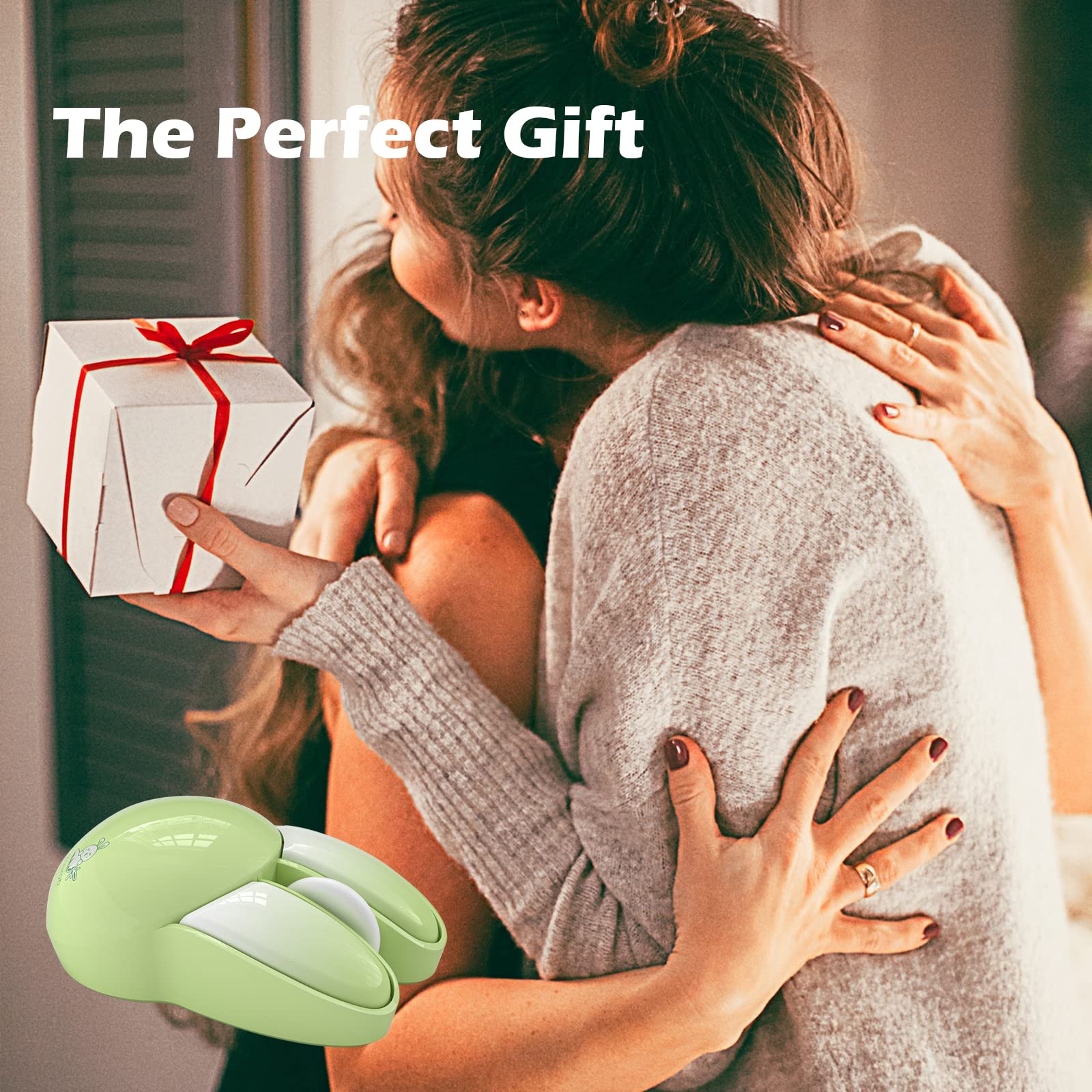 KNOWSQT Wireless Bunny Mouse - 2.4G Silent USB Mouse with Receiver for Laptop, PC, Computer, Gaming | Cute Green Rabbit Design for Office, Home, School & Travel Use