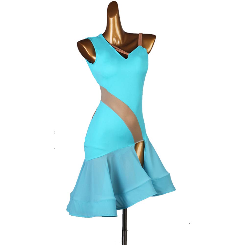 Sexy Women's Ballroom Dance Dress - Samba Costume, Sheer Mesh Stretchy One-Piece Latin Dress for Competition & Party | Sleeveless Performance Outfit for Latin, Tango & Social Dancing