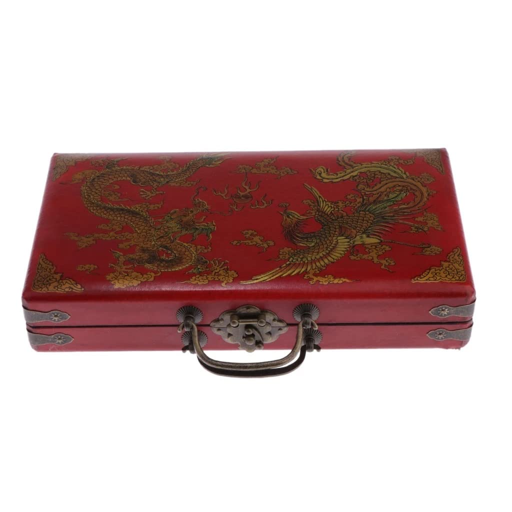 XJJZS 25x12.5x3cm Jewelry Box - Wooden Treasure Chest for Necklaces, Rings & Bracelets | Gift Box for Tarot Cards, Home Decor & Keepsakes (Red) - Perfect for Wedding Gifts, Birthday Presents & Jewelry Storage