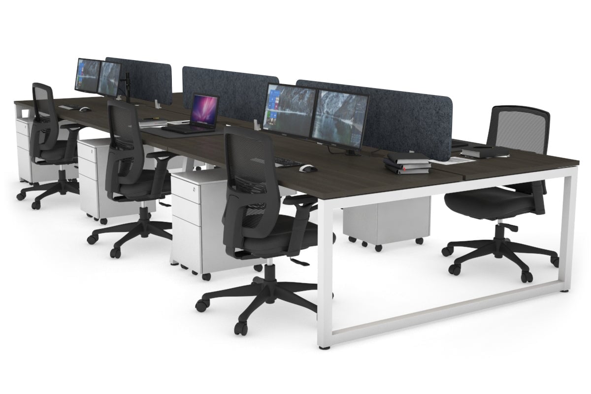 Quadro Loop Legs 6-Person Office Workstation Desk - 1800L x 800W with Cable Management | Modern Collaborative Workspace Solution for Team Projects & Open Office Layouts
