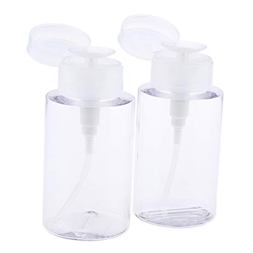 2-Pack 200ml Empty Push Down Pump Dispenser Bottles for Nail Polish & Makeup Remover | Refillable Cosmetic Containers | Perfect for Salons, Travel & Home Organization