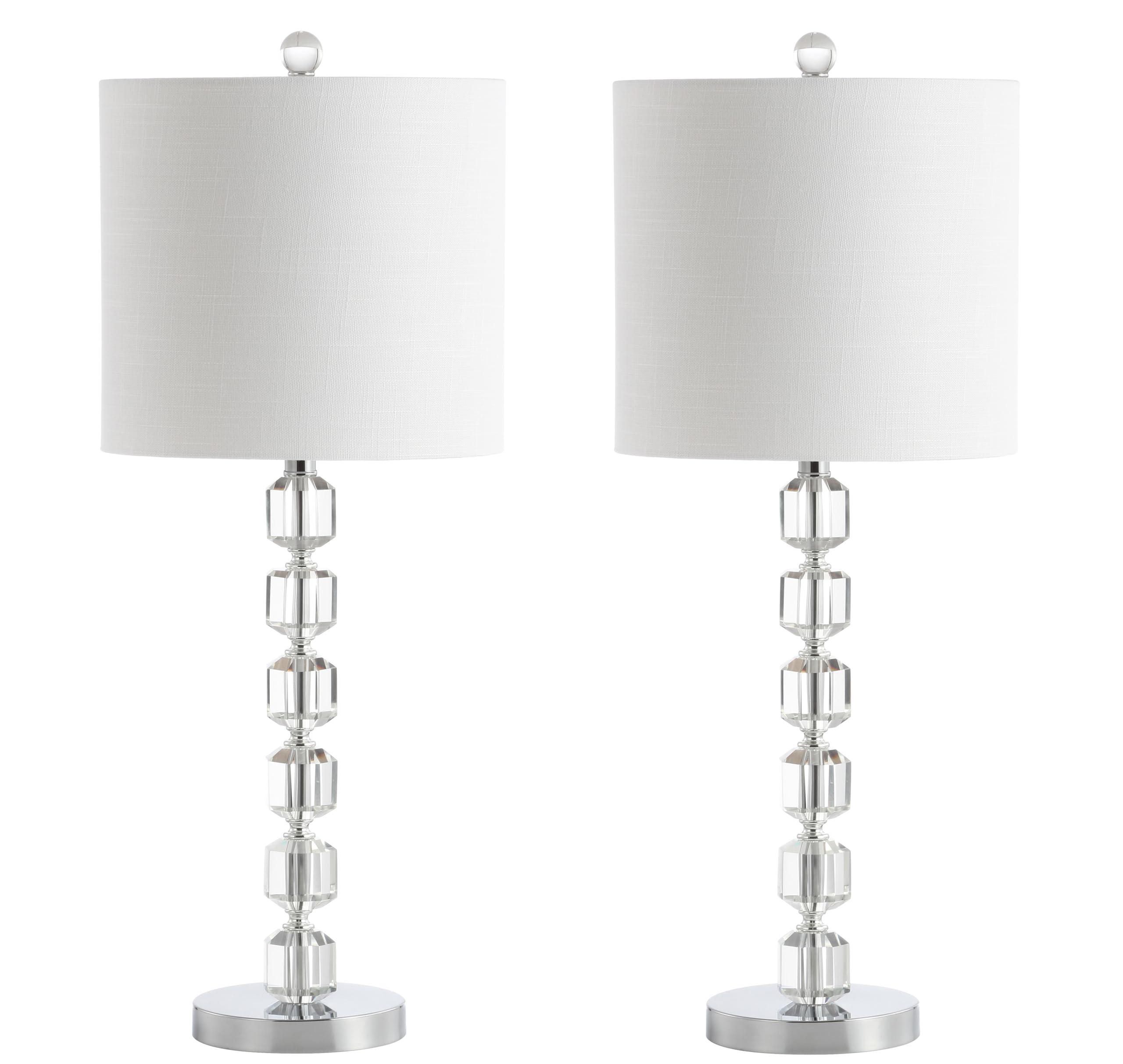 Jonathan Y JYL5053A-SET2 Set of 2 Modern Stacked Crystal/Metal LED Table Lamps - 27.5