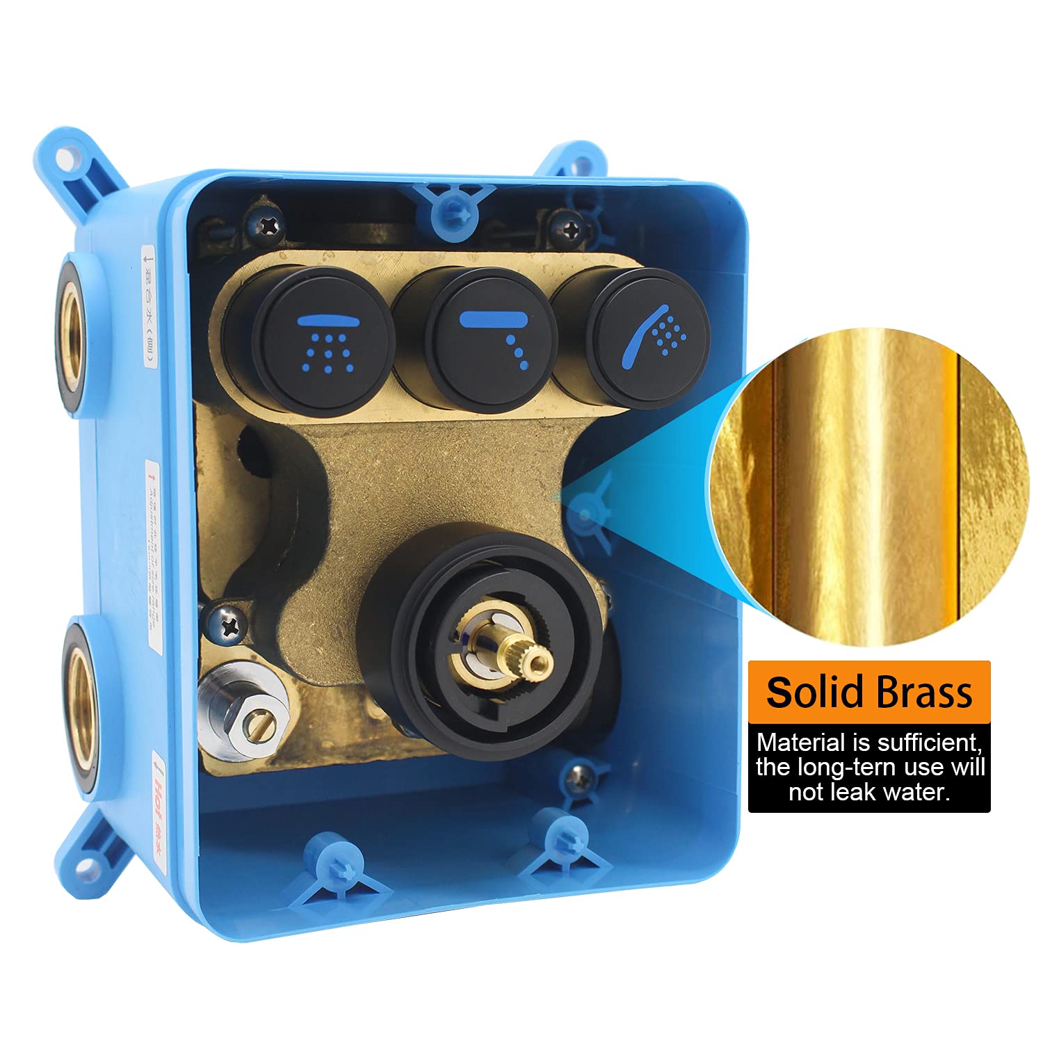3 Way Shower Mixer Valve Kit - Modern Push Button Thermostatic Shower Diverter Valve with Concealed Brass Faucet | Rough-in Valve Replacement for Shower Head Water Flow Control | Perfect for Bathroom Renovation & Spa-Like Shower Experience (Black)