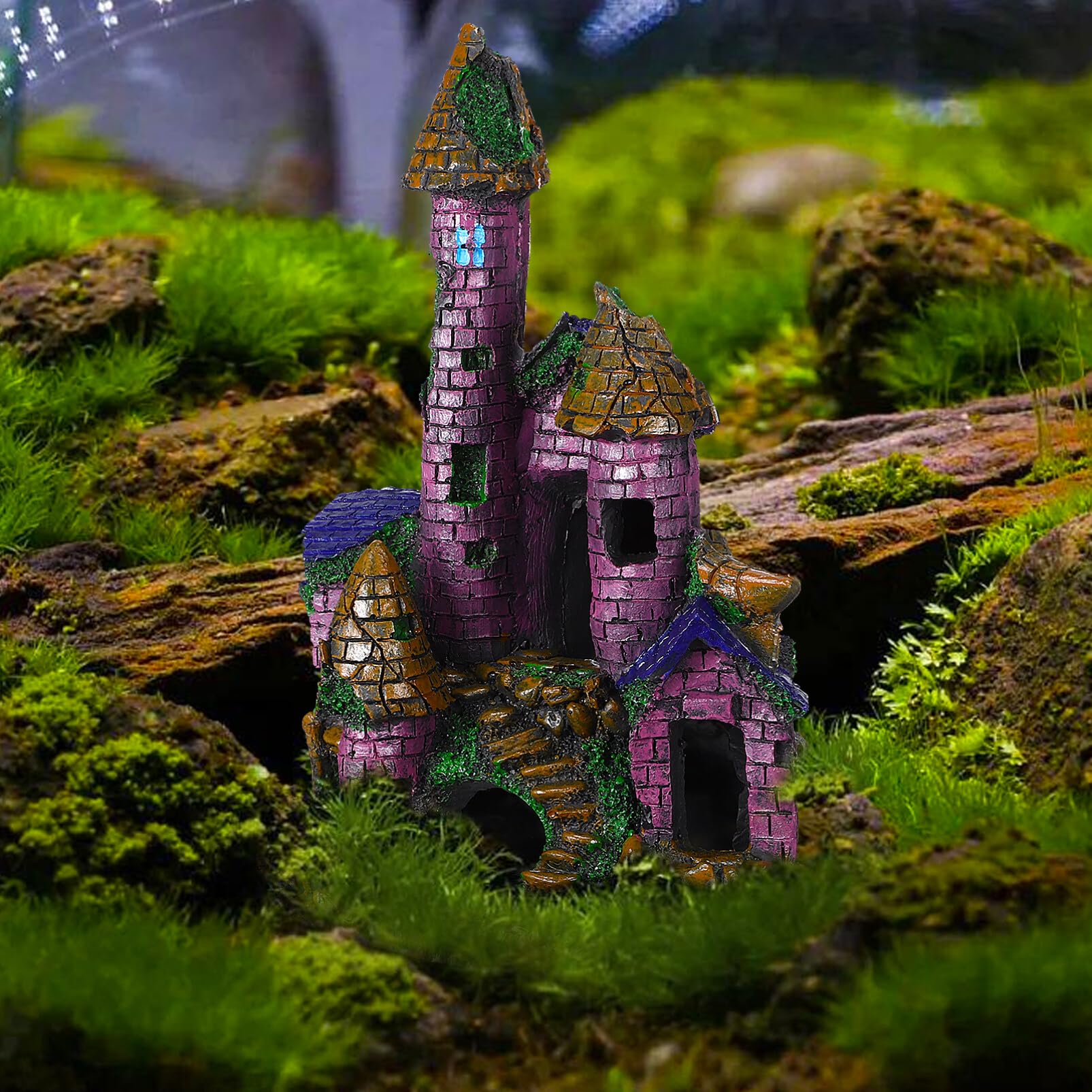 Premium Resin Aquarium Castle Decor - Large Fish Tank Cave Hideout for Betta, Goldfish & Tropical Fish | Underwater Decorations for Home & Office Aquariums