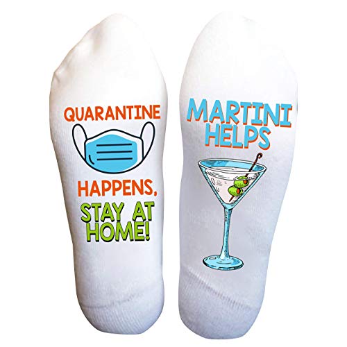 Funny White Martini Socks - Perfect Christmas & Birthday Gift for Wine Lovers - Great for Parties, Quarantine Gifts & Casual Wear
