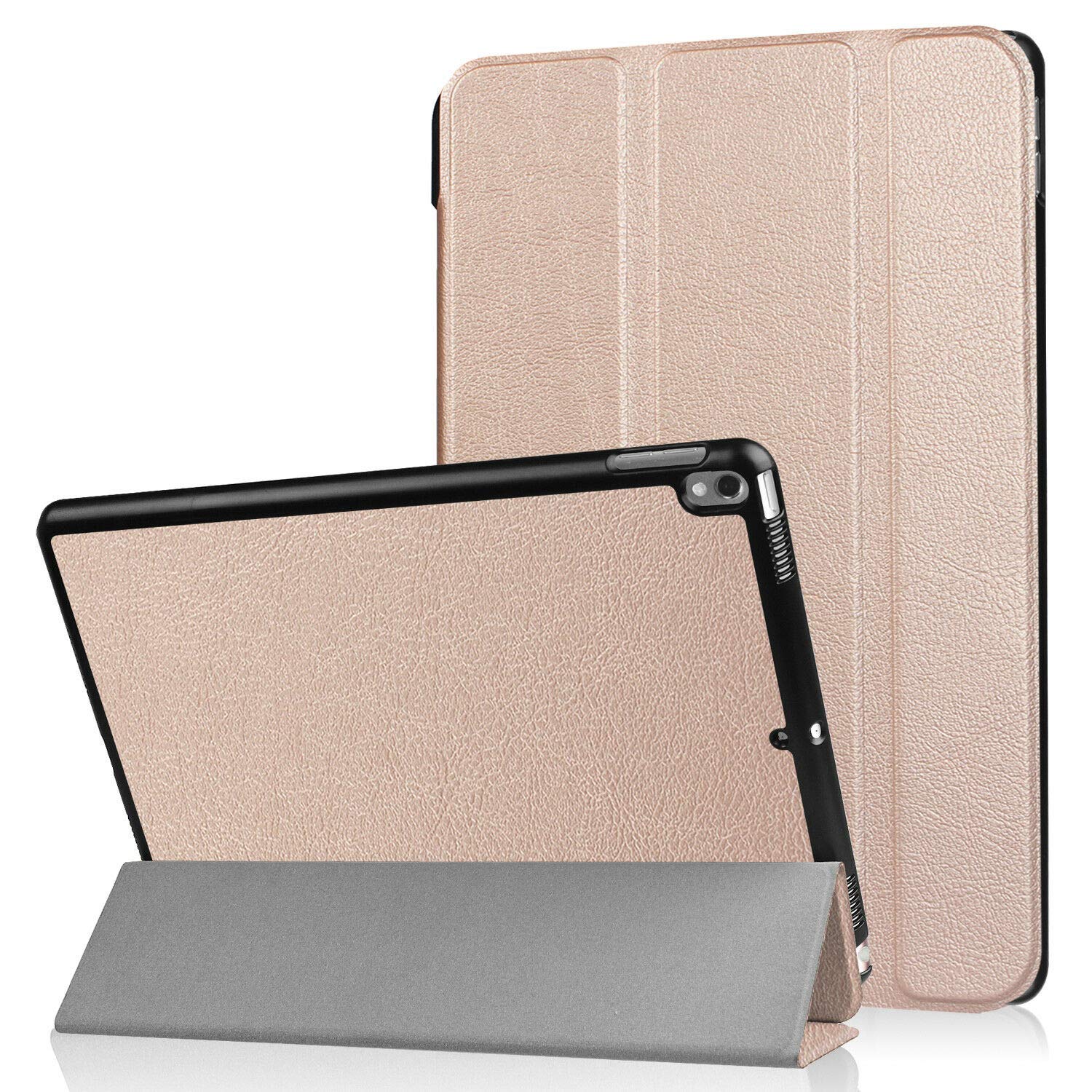 Shockproof iPad Air 3 (2019) / iPad Pro 10.5 Case with Sleep Wake Function - Slim Smart Folio Protective Cover in Rose Pink + 2 Stylus Pens for Work, School & Travel