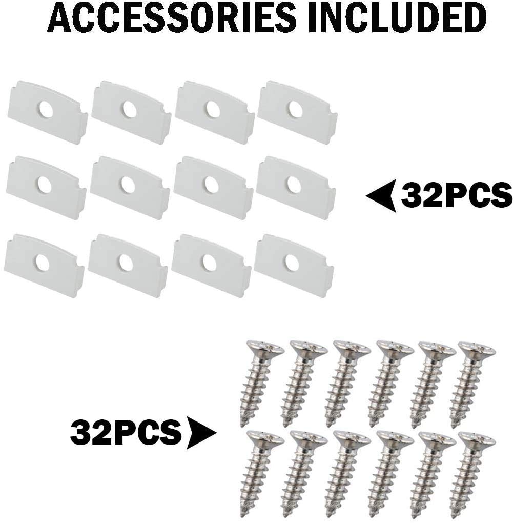 16-Pack 3.3ft LED Aluminum Channel with Flange & Diffuser - Drywall Mount Strip Light Housing for Kitchen, Bedroom, and Cabinet Lighting
