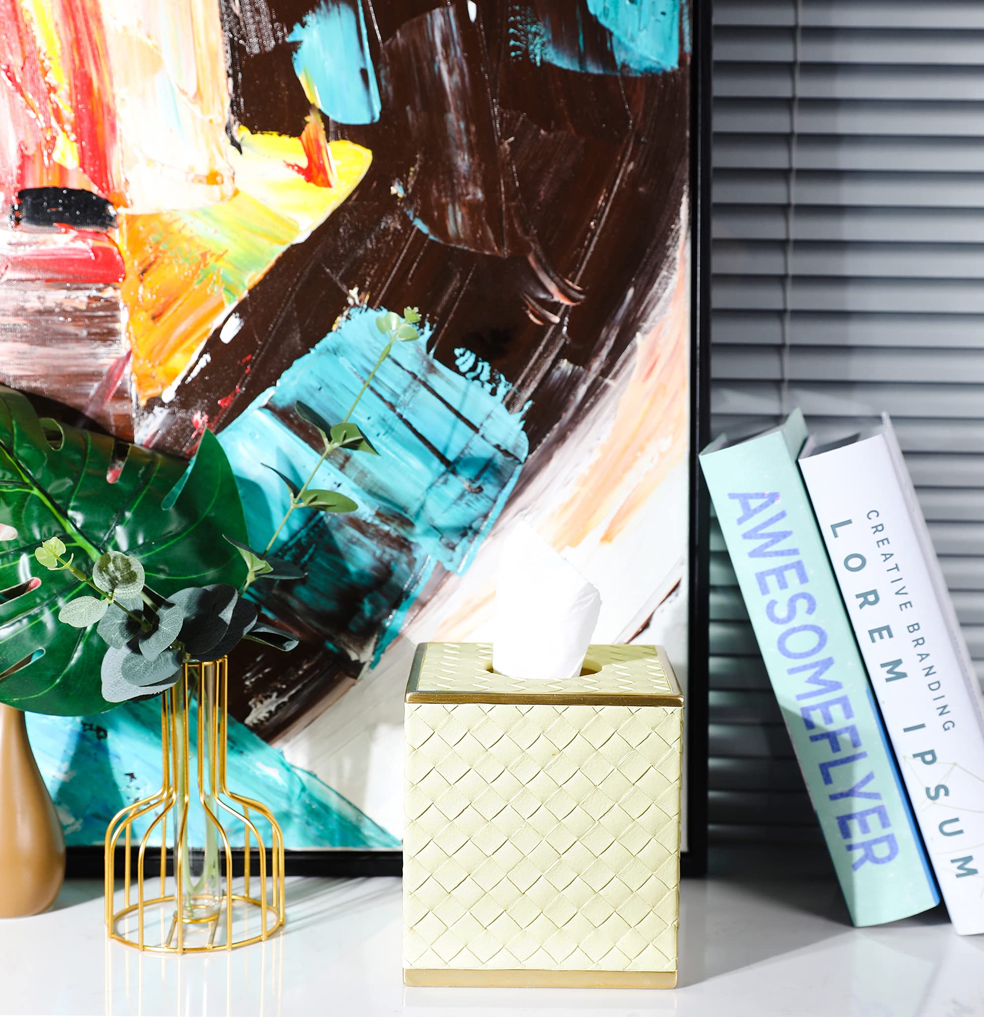 Modern Square Tissue Box Cover Holder - Stylish Bathroom Vanity & Countertop Decor, Unique Design Tissue Box Cover for Bedroom, Living Room, and Home Decor | Perfect for Bathrooms, Bedrooms, and Living Spaces