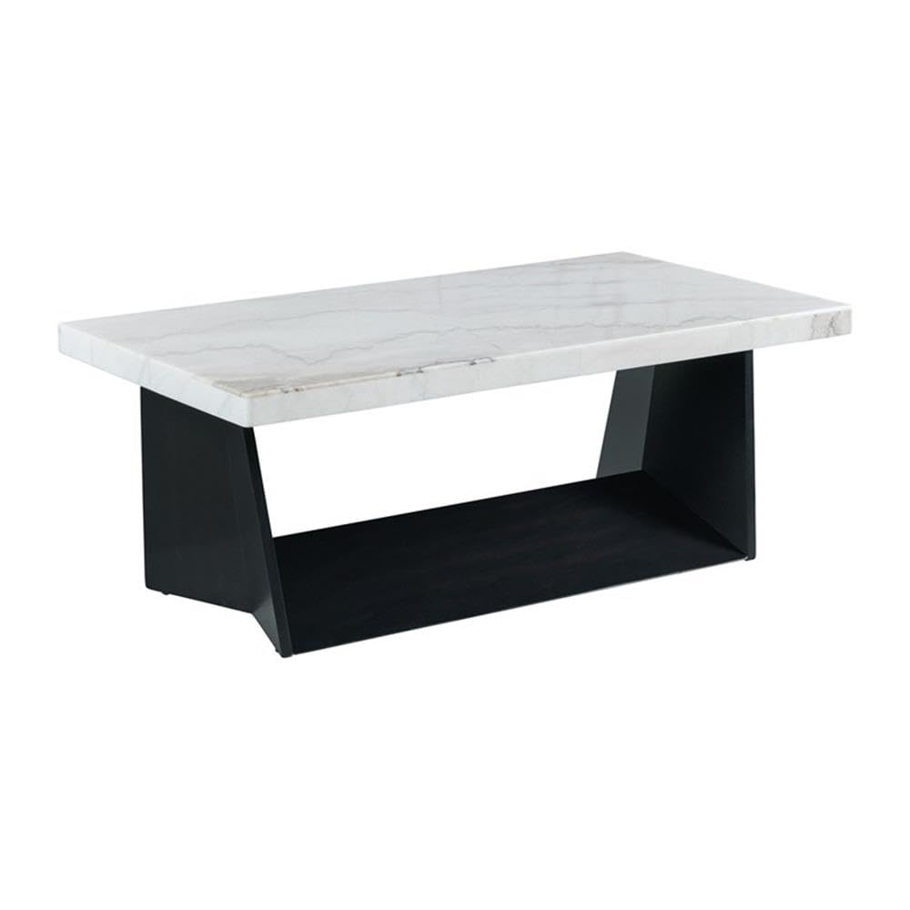 Tobias Coffee Table with White Marble Top - Modern Living Room Furniture for Home & Office | Stylish Center Table for Small Spaces & Apartments