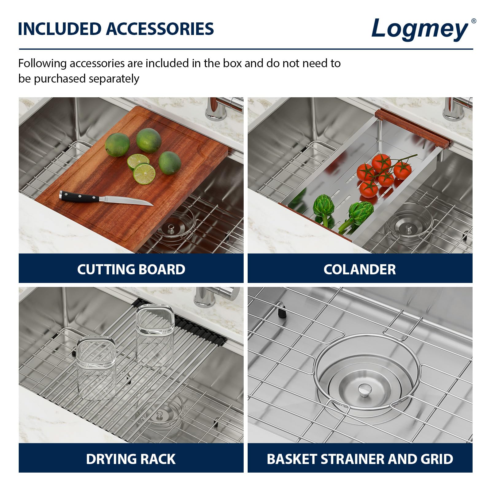 Logmey 23-Inch Undermount Bar Sink - 16 Gauge Stainless Steel Single Bowl Kitchen Sink, 23x19 Inches Under Ledge Workstation Sink for Bar Prep & Commercial Use - Perfect for Restaurants, Bars, and Home Kitchens
