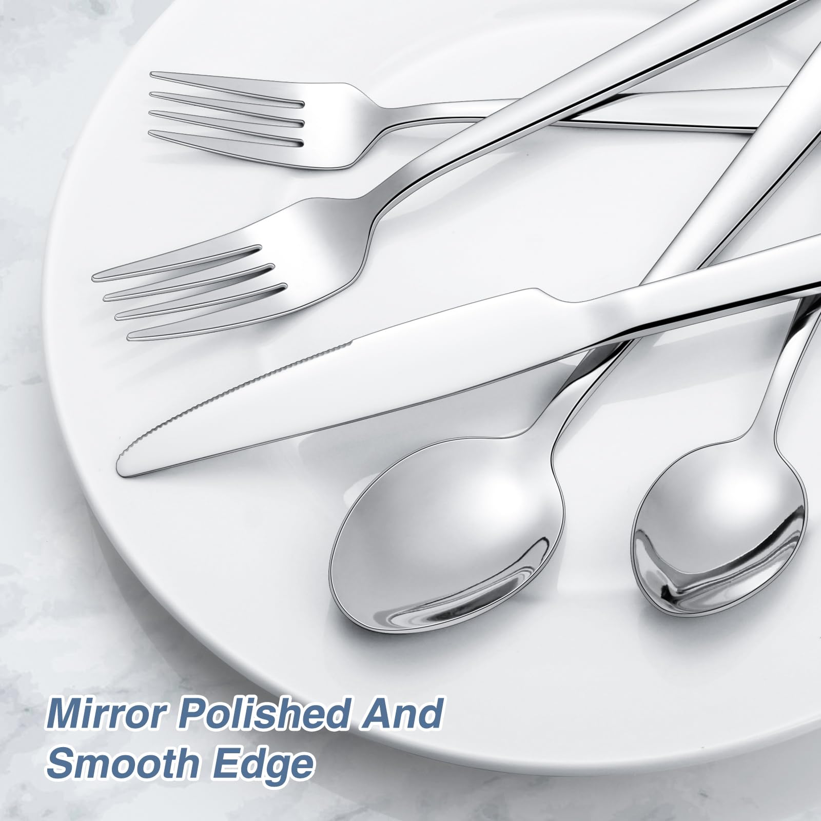 60-Piece Stainless Steel Silverware Set for 12 - Mirror Polished Flatware Set with Spoons, Forks & Knives - Durable Dishwasher Safe Cutlery for Home, Kitchen, Restaurant & Hotel Use - Perfect for Daily Dining, Entertaining Guests and Commercial Food Service