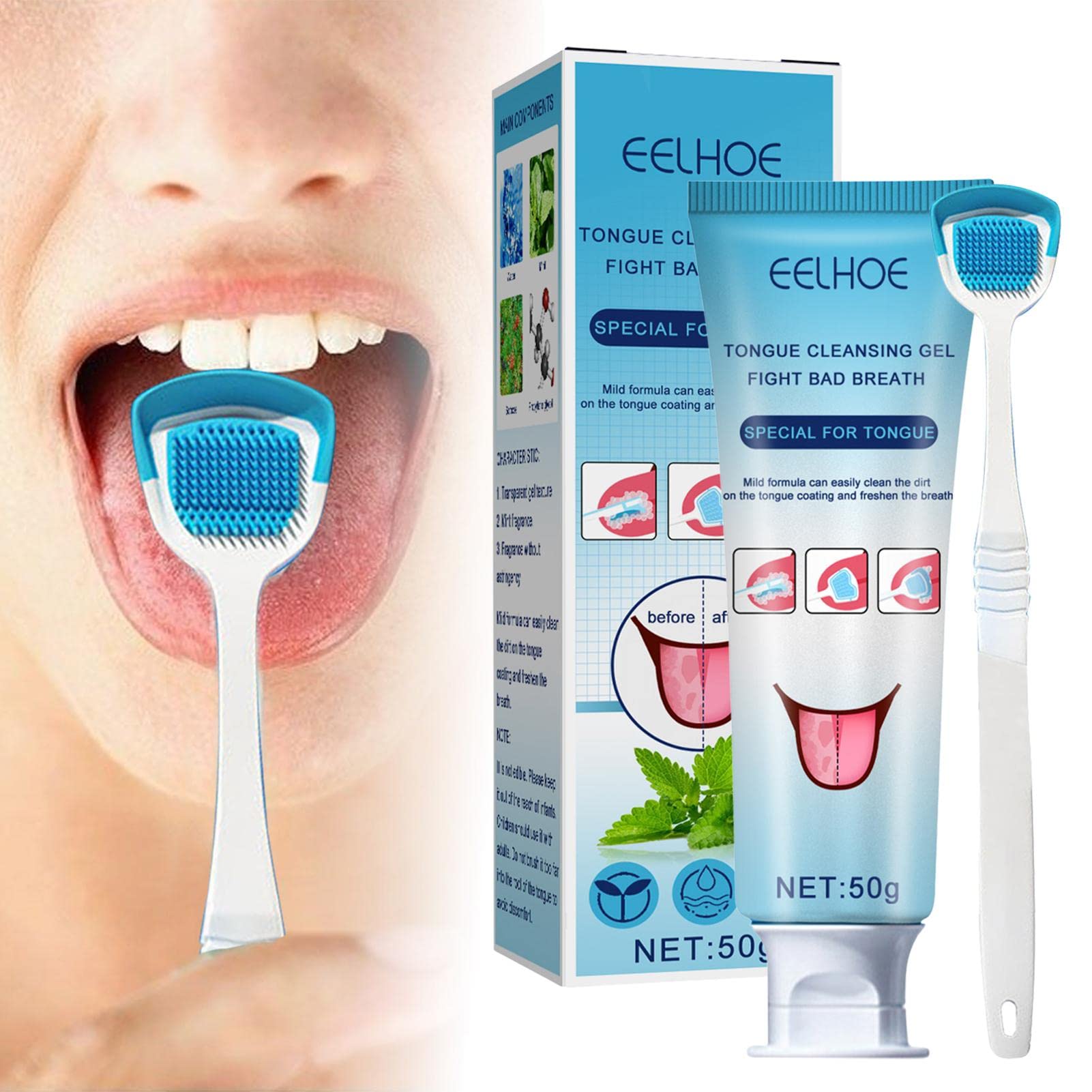 Ulapithi Tongue Cleaning Gel with Brush | Fresh Breath Treatment for Adults | Removes Bad Breath, Tongue Coating & Oral Odor | Perfect for Daily Oral Care & Morning Routine
