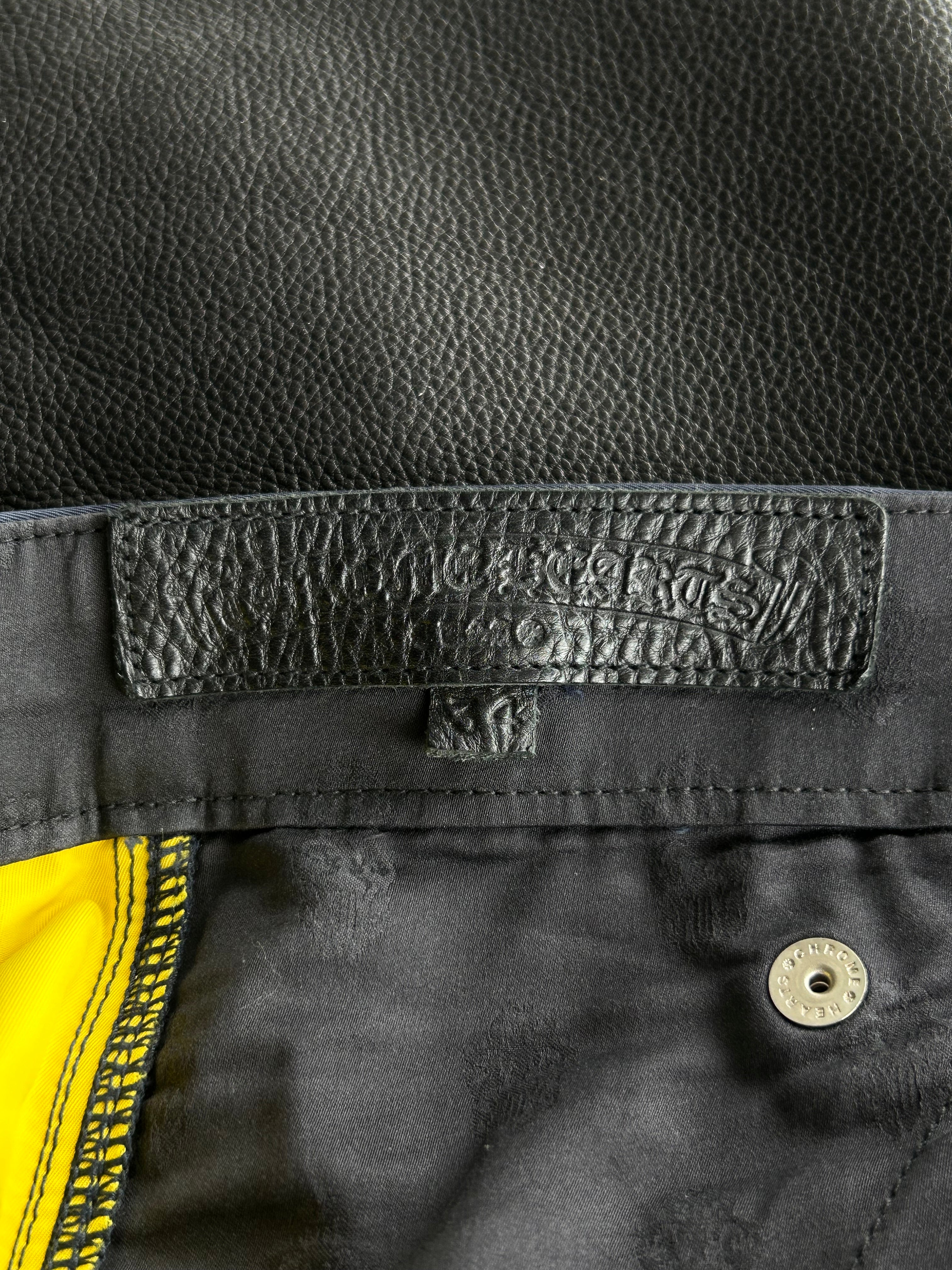 Chrome Hearts Navy Blue Nylon & Leather Carpenter Pants for Men - Stylish Workwear & Streetwear Fashion for Everyday Wear