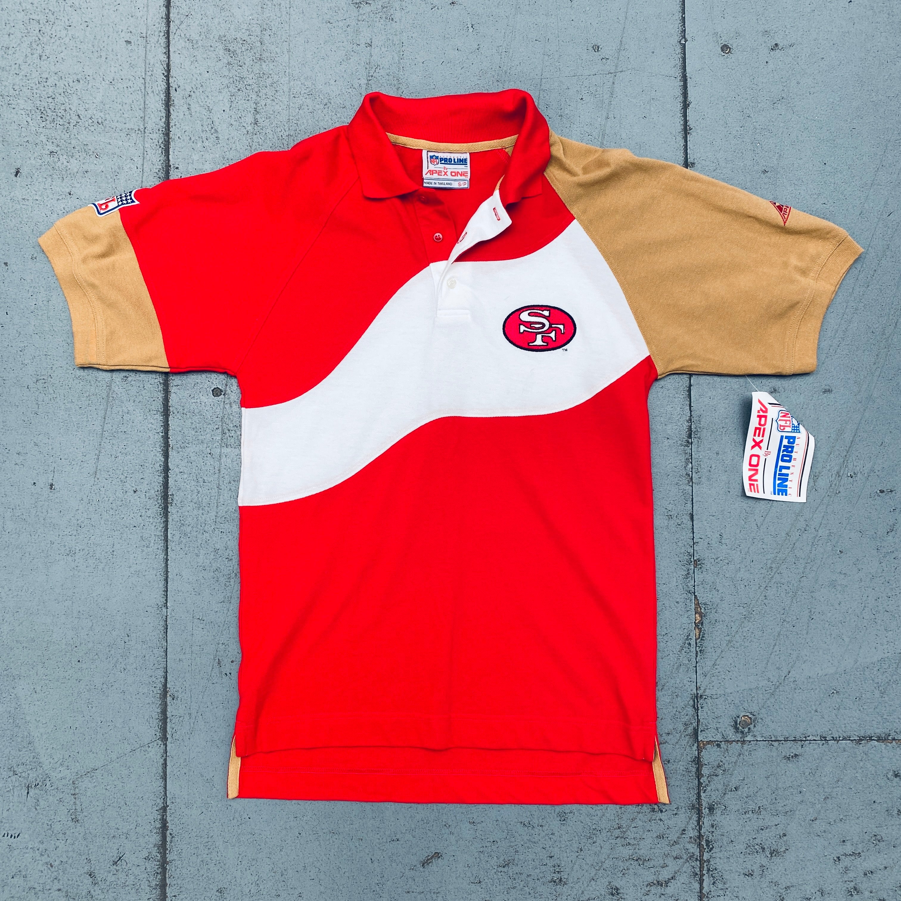 Vintage 1990s San Francisco 49ers Apex One Wave Polo Shirt Size S (Brand New With Tags) - Perfect for NFL Game Days, Sports Bars & 90s Retro Fashion Collectors