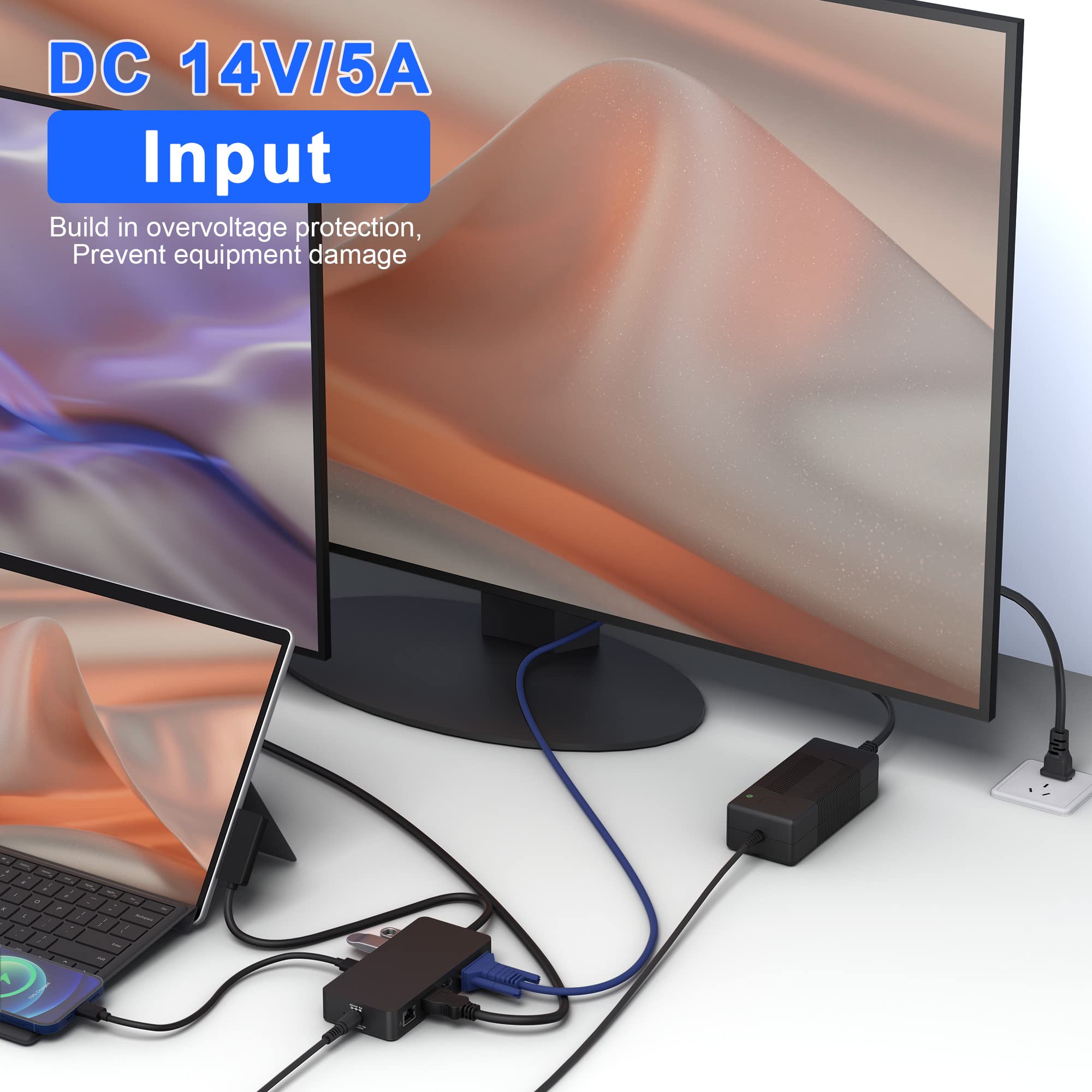 Microsoft Surface Docking Station 12-in-1 Triple Display Dock with 2 HDMI & VGA Ports - Compatible with Surface Pro 11/10/9/8/X/7/6/5/4/3, Surface Laptop 5/4/3/2/1, Surface Book 3/2 - Perfect for Home Office, Gaming & Multi-Monitor Workstations
