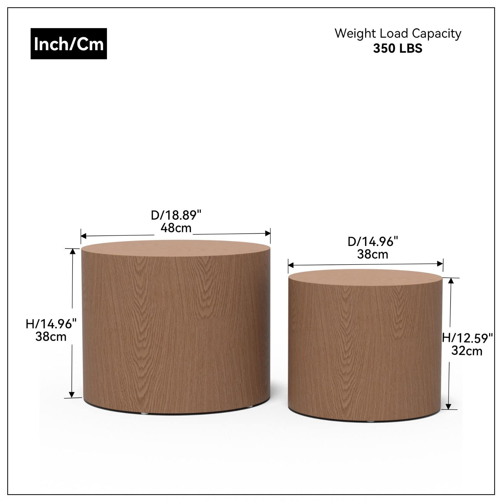 Round End Table Set - Wooden Accent Coffee Table & Nightstand for Living Room, Bedroom - Perfect for Small Spaces, Home Decor & Side Tables