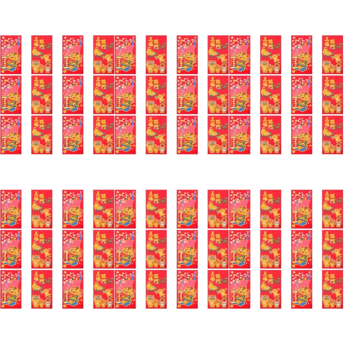 PRETYZOOM 72 PCS Chinese New Year Red Envelopes 2022 - Cartoon Design Lucky Money Packets for Lunar New Year, Birthday, Wedding & Special Occasions