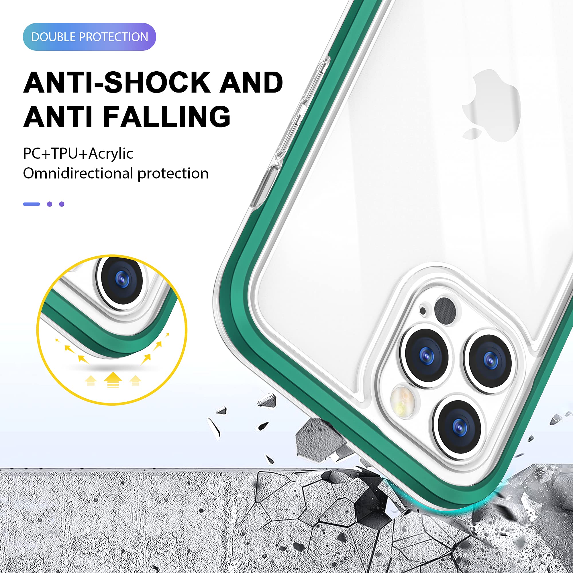 Shockproof Clear Green Mint iPhone 11 Pro Max Case - Heavy Duty Protective Hard Shell Bumper Cover for Women & Men | Perfect for Outdoor Activities, Work & Daily Use