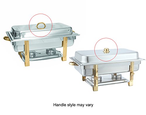 Tiger Chef Stainless Steel Chafing Dish Buffet Set - 8 Quart Commercial Food Warmer with Gold Accents - Perfect for Catering, Buffets, and Party Serving