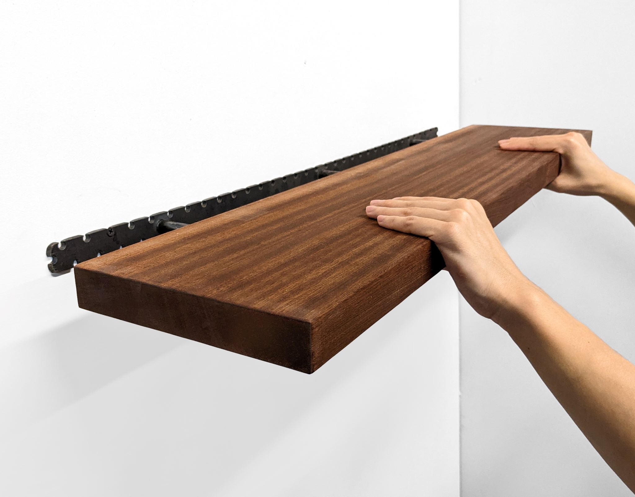 Premium Solid Mahogany Floating Shelf - 12 to 84 Inch Wall Mounted Wood Shelves for Living Room, Bathroom & Home Decor | Rustic Modern Shelf Organizer for Books, Plants & Display