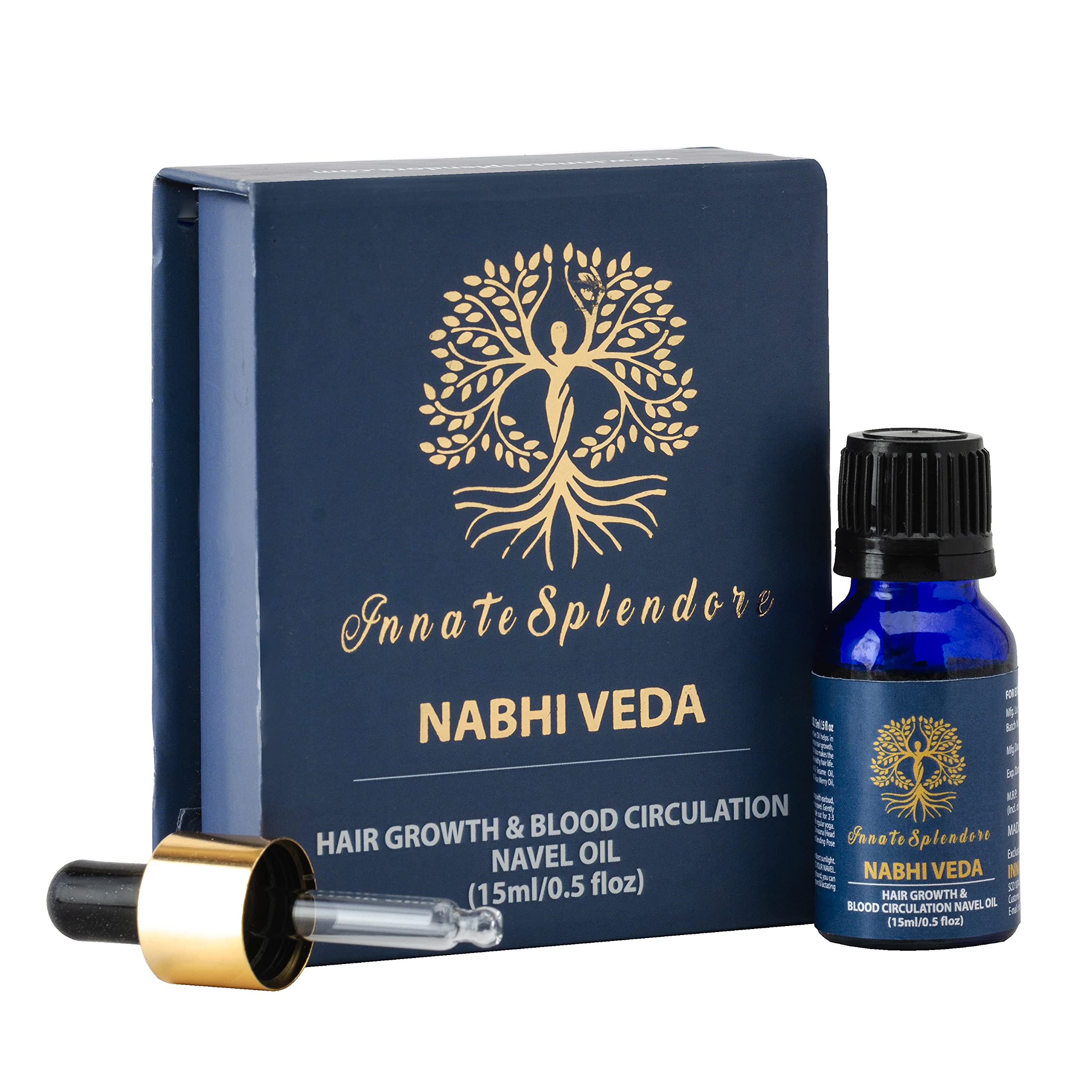 NABHI VEDA Hair Growth Oil - Belly Button Oil for Circulation & Silk Hair Care