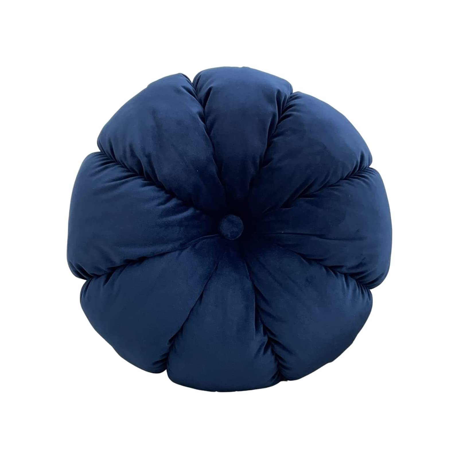 Linfye 17.7 Inch Round Velvet Pillow Cushion - Soft Pleated Pumpkin Floor Pillow for Sofa, Couch, Chair, Bed & Car - Home Decor Throw Pillow (Blue) | Perfect for Living Room, Bedroom & Nursery Decor