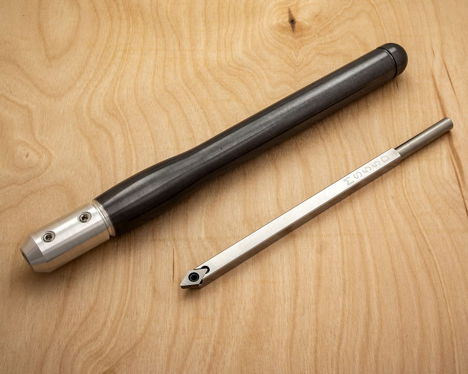 Premium 3-Piece Carbide Woodturning Tool Set - Interchangeable Handle for Wood Lathe | Mid-Size Simple Design | Perfect for Bowl Turning, Spindle Work & DIY Wood Projects (Includes Charcoal Metallic Handle)