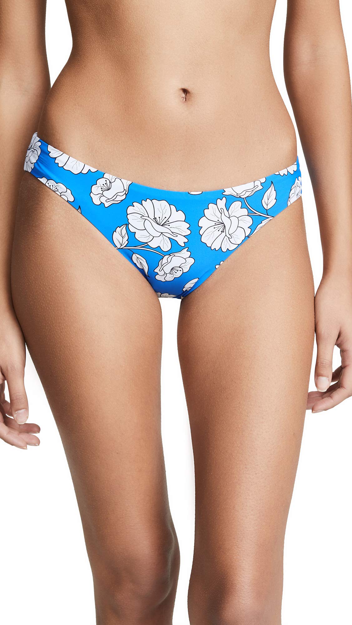 PilyQ Women's Reversible Ruched Bikini Bottoms - High Waist Swimwear for Beach, Pool & Vacation | Poppy Print Two-Way Design