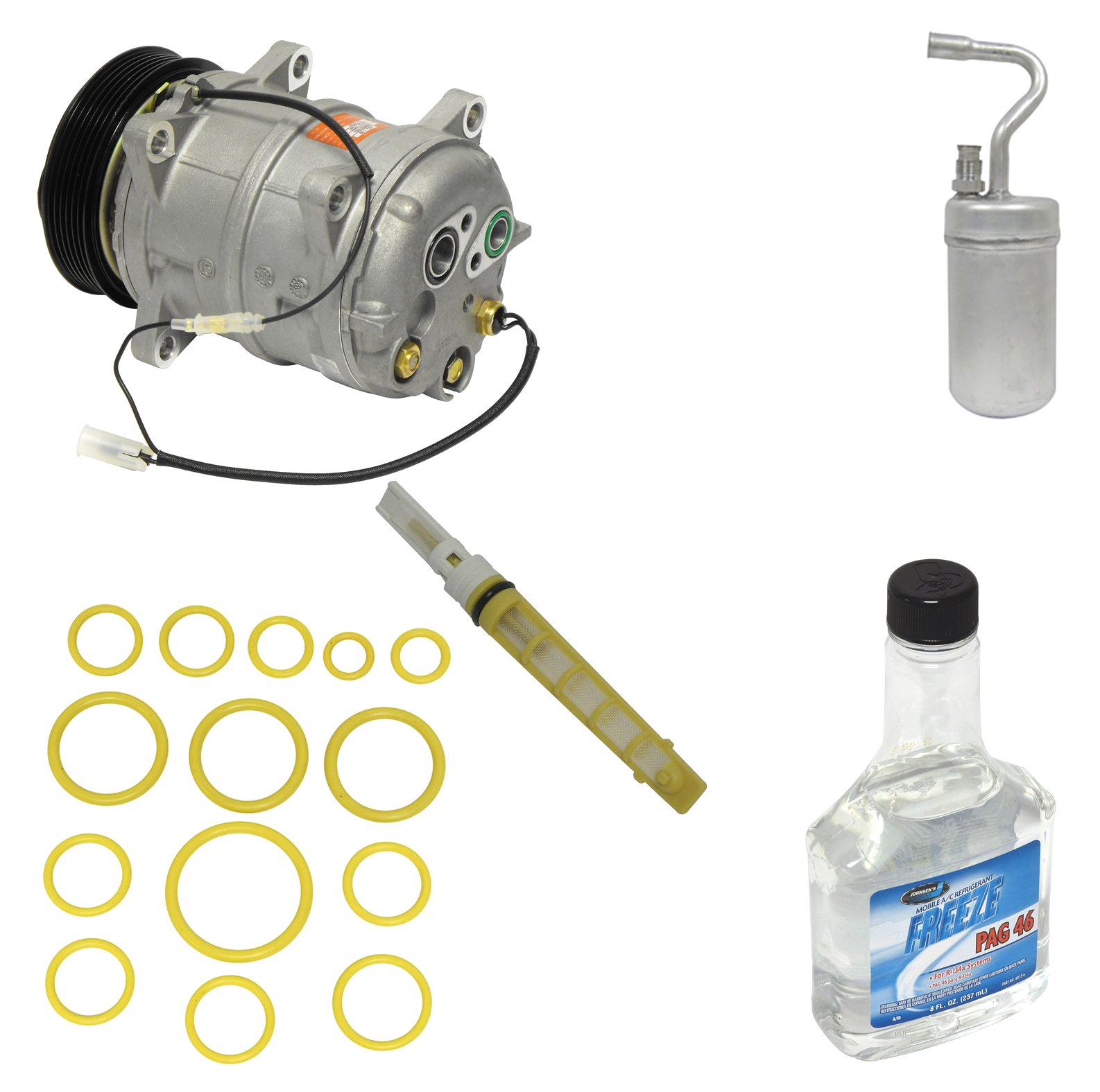 Universal Air Conditioner KT 1729 A/C Compressor & Component Kit - Replacement Parts for Car AC Repair & Maintenance | Compatible with Multiple Vehicle Models