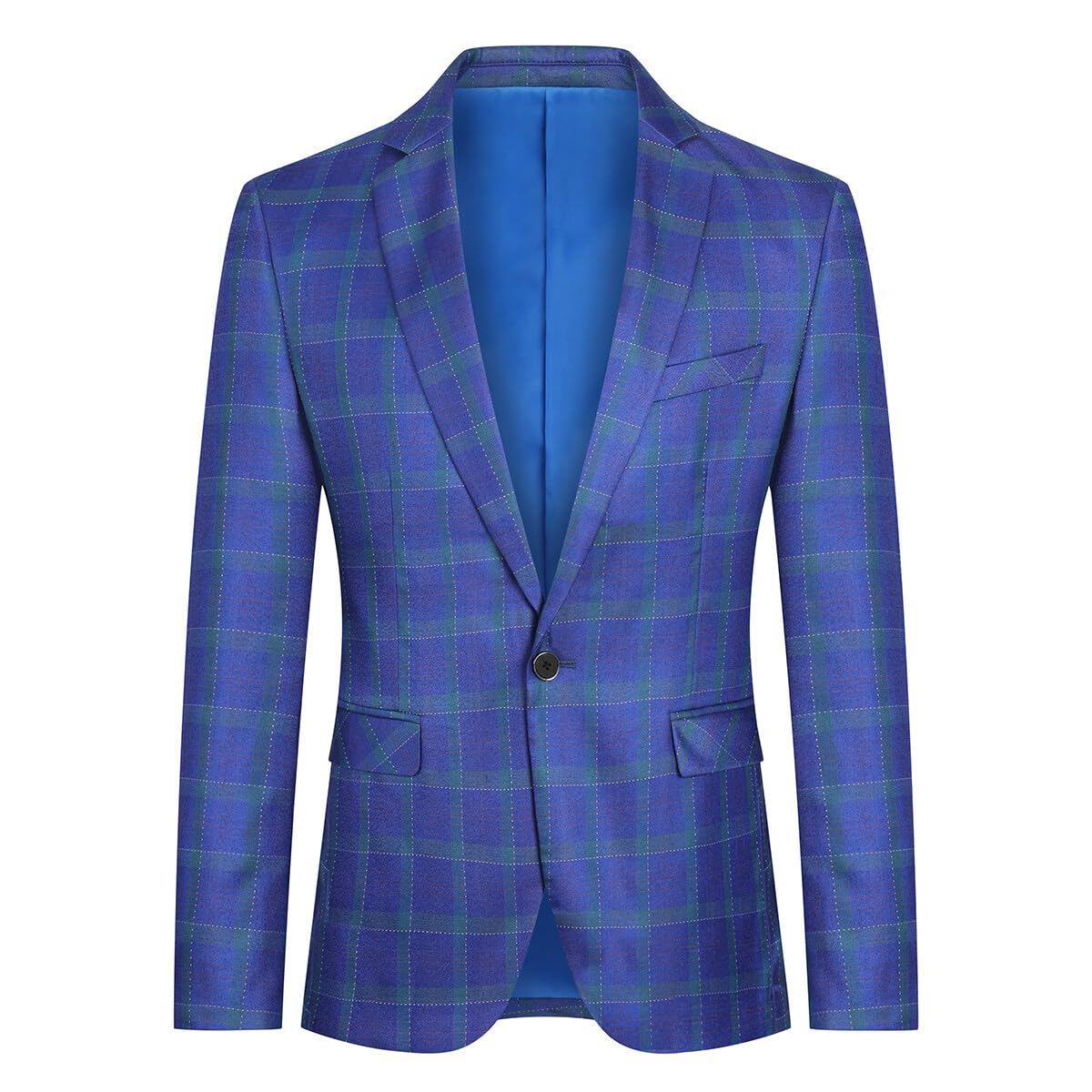 Boyland Men's Lightweight Plaid Blazer Jacket - Single Button Casual Sport Coat for Business, Office & Wedding | Breathable Stretch Fit Suit Jacket for Men's Fashion & Formal Occasions