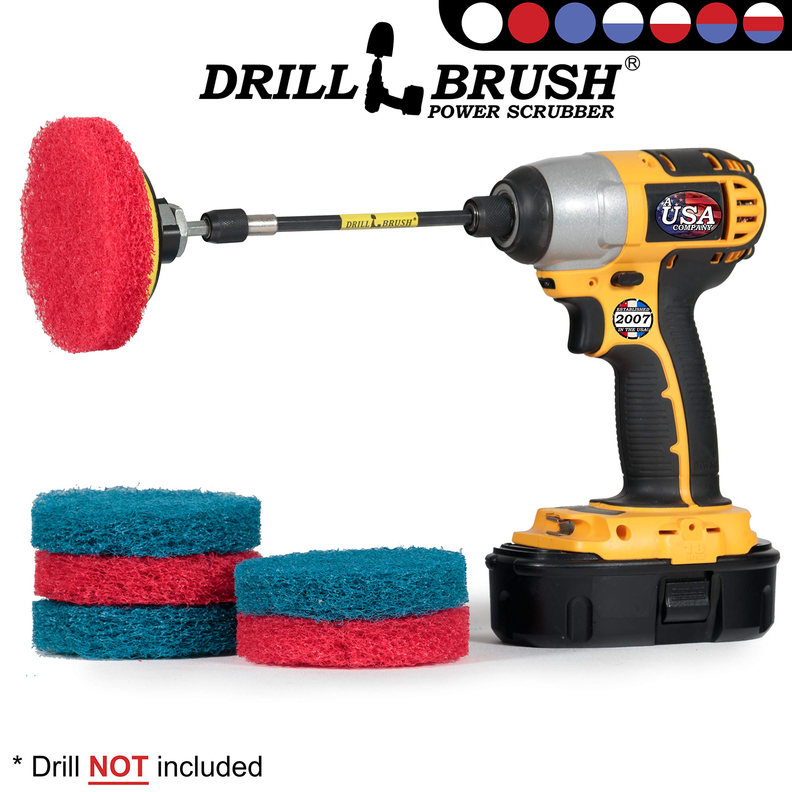 Power Scrubber Drill Brush Set - 4PC Heavy Duty Cleaning Pads for Kitchen & Bathroom - Stove, Oven Rack, Sink, Shower & Vinyl Floor Deep Cleaning - Drill Attachment for Effortless Scrubbing