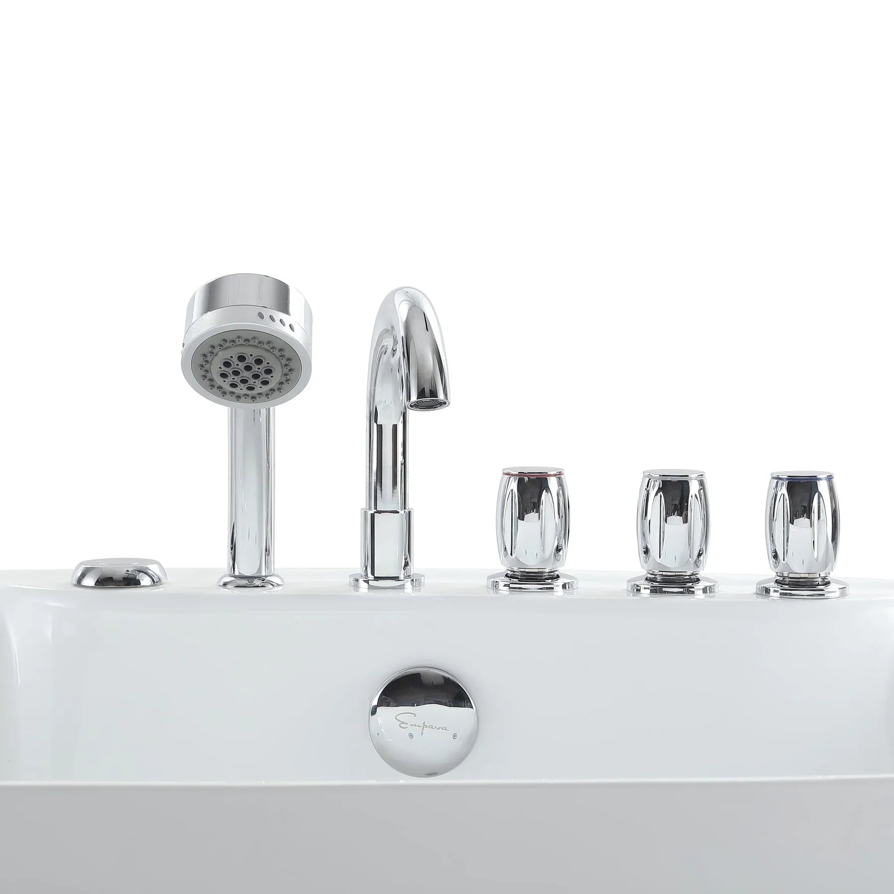 Empava 71 Inch Freestanding Jetted Bathtub - White Acrylic Soaking Tub with Massage Jets (Model 971AIS14) for Luxury Bathroom Spa Experience