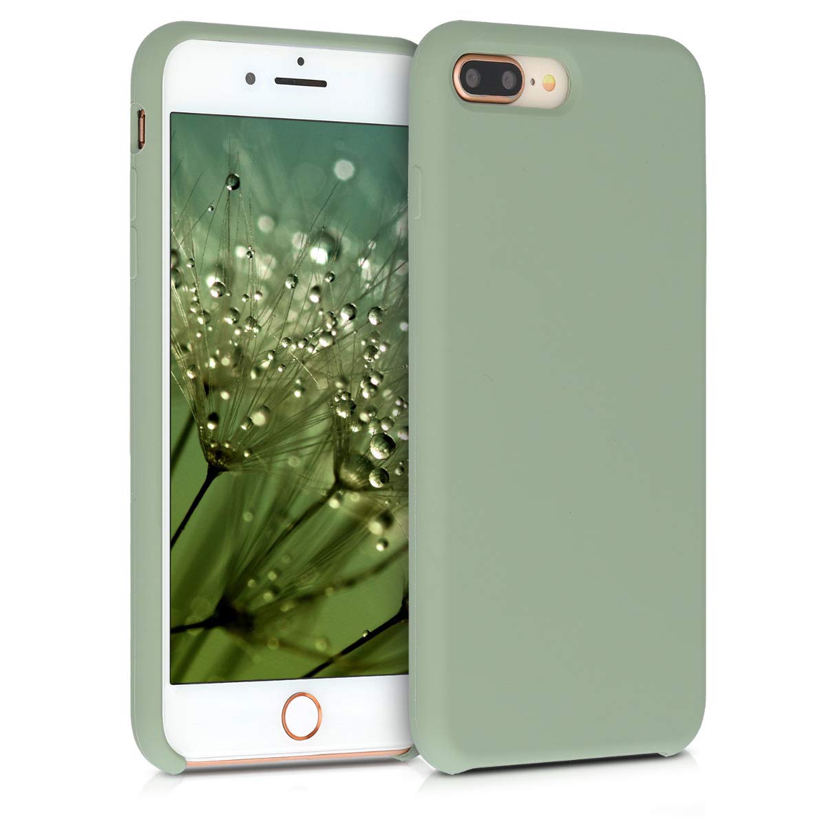 kwmobile Premium TPU Silicone Case for Apple iPhone 7 Plus/iPhone 8 Plus - Soft Protective Phone Cover in Gray Green - Perfect for Everyday Use & Drop Protection