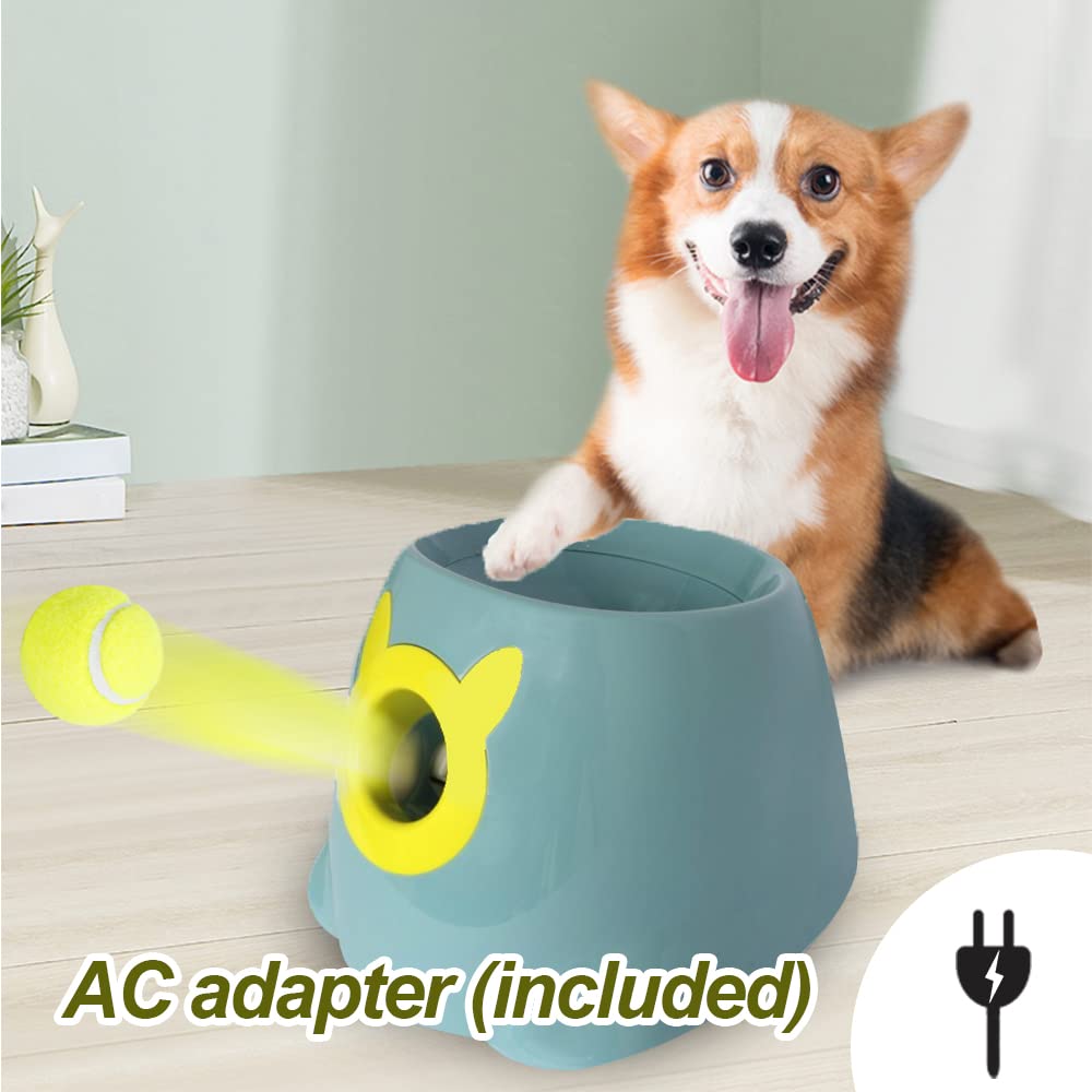 BESTHLS Automatic Dog Ball Launcher - Interactive Tennis Ball Thrower Machine for Small & Medium Dogs - Fetching Distance 10-30ft - Blue - Perfect for Backyard Play, Dog Training & Exercise
