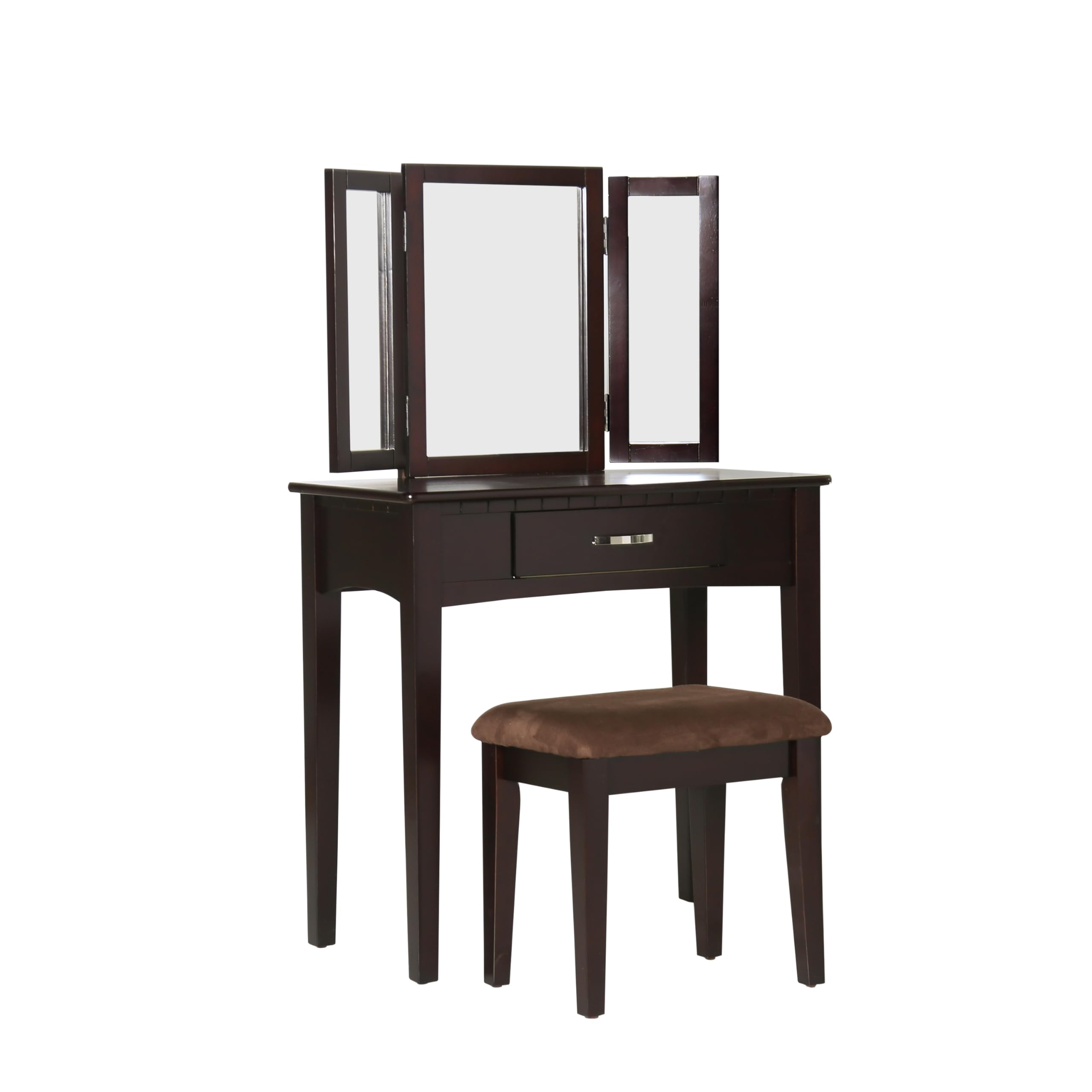 Furniture of America Doris 2-Piece Vanity Set with Stool, Espresso Finish - Perfect for Bedroom Makeup Dressing Table and Home Decor