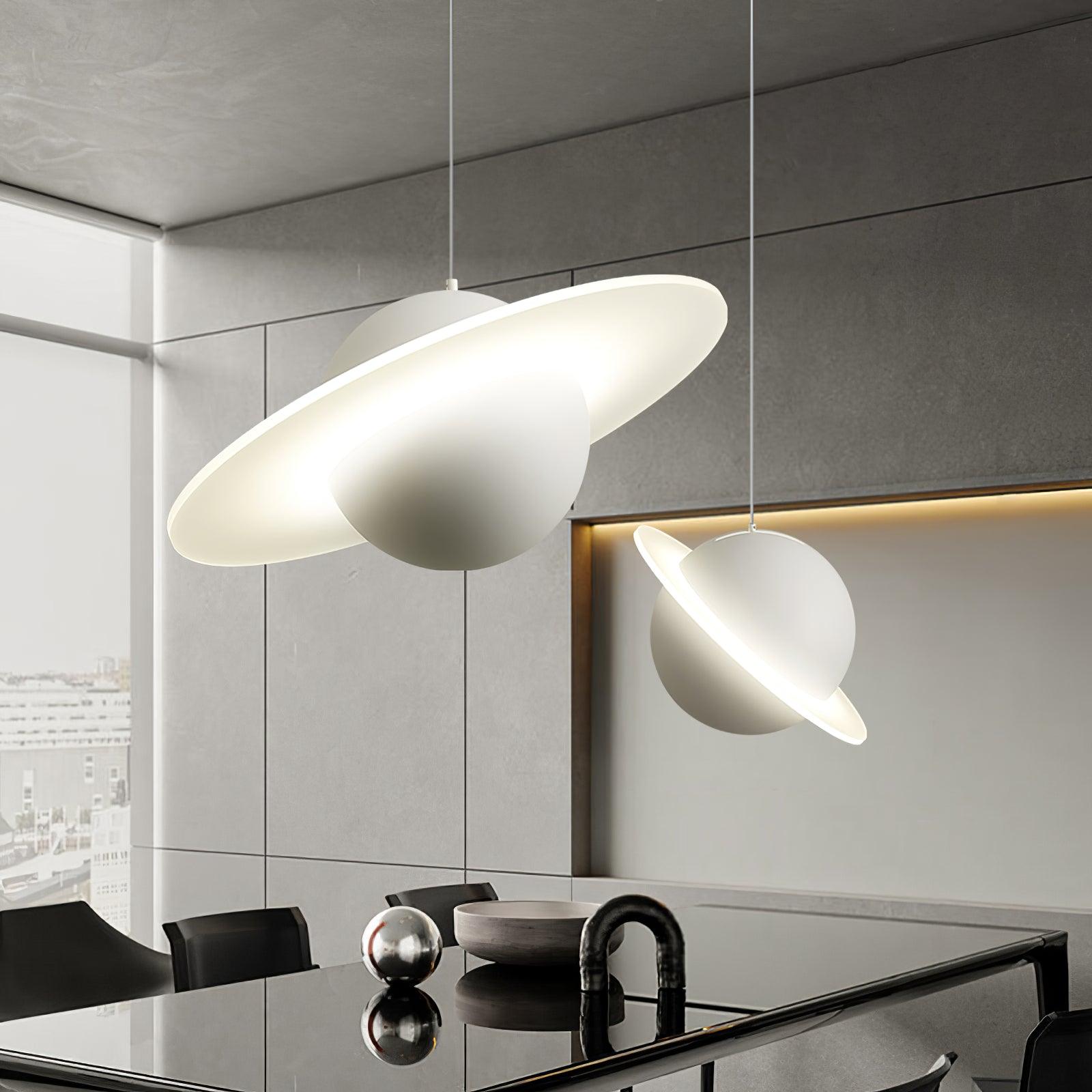 Jupiter Ring Pendant Light - Modern LED Ceiling Fixture for Kitchen Island, Dining Room & Bedroom Lighting | Dimmable Hanging Chandelier with Adjustable Height