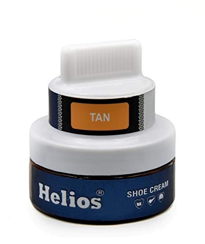 Premium Helios Shoe Polish Cream in Glass Jar with Applicator & Brush - Leather Conditioner for Boots, Dress Shoes & Bags | Long-Lasting Shine & Protection for Formal, Business & Special Occasions