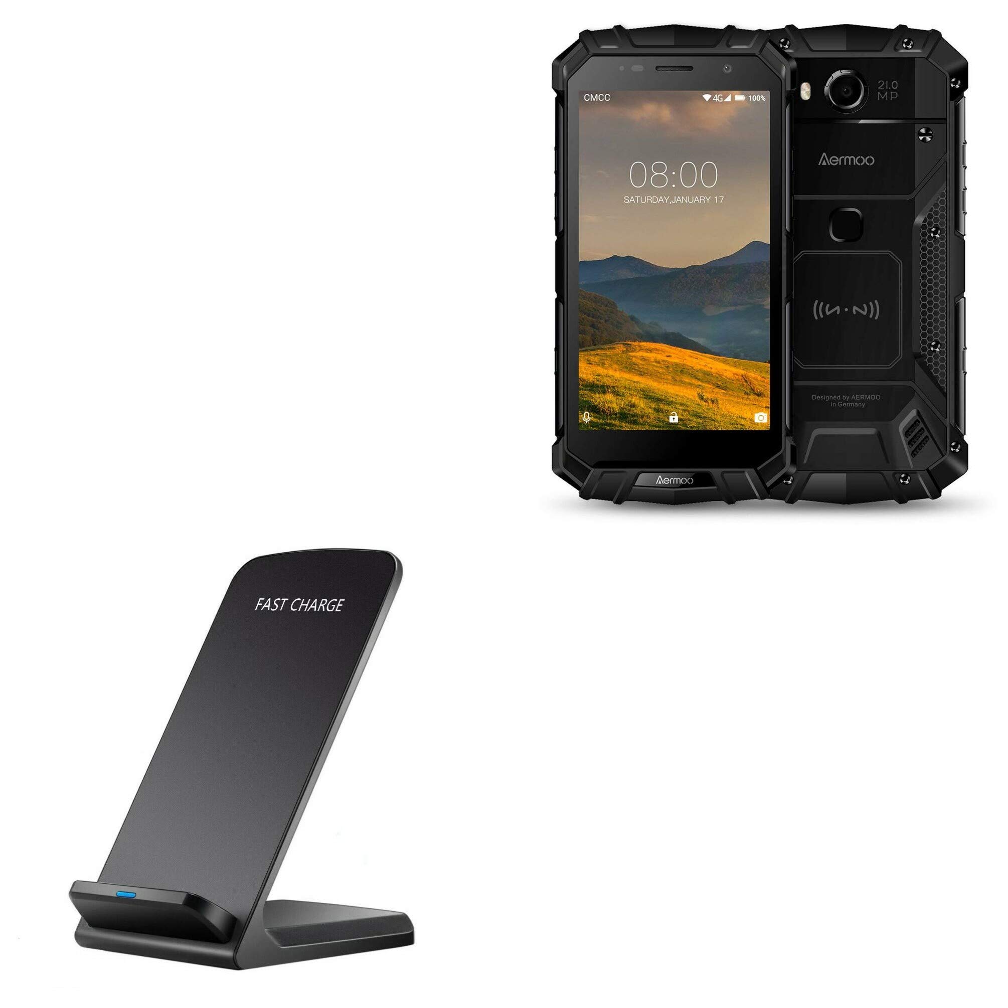 BoxWave Wireless Charger Stand for Aermoo M1 - Fast Qi-Certified Charging Pad, No Cords Needed (Jet Black) | Perfect for Home, Office, and Travel Use